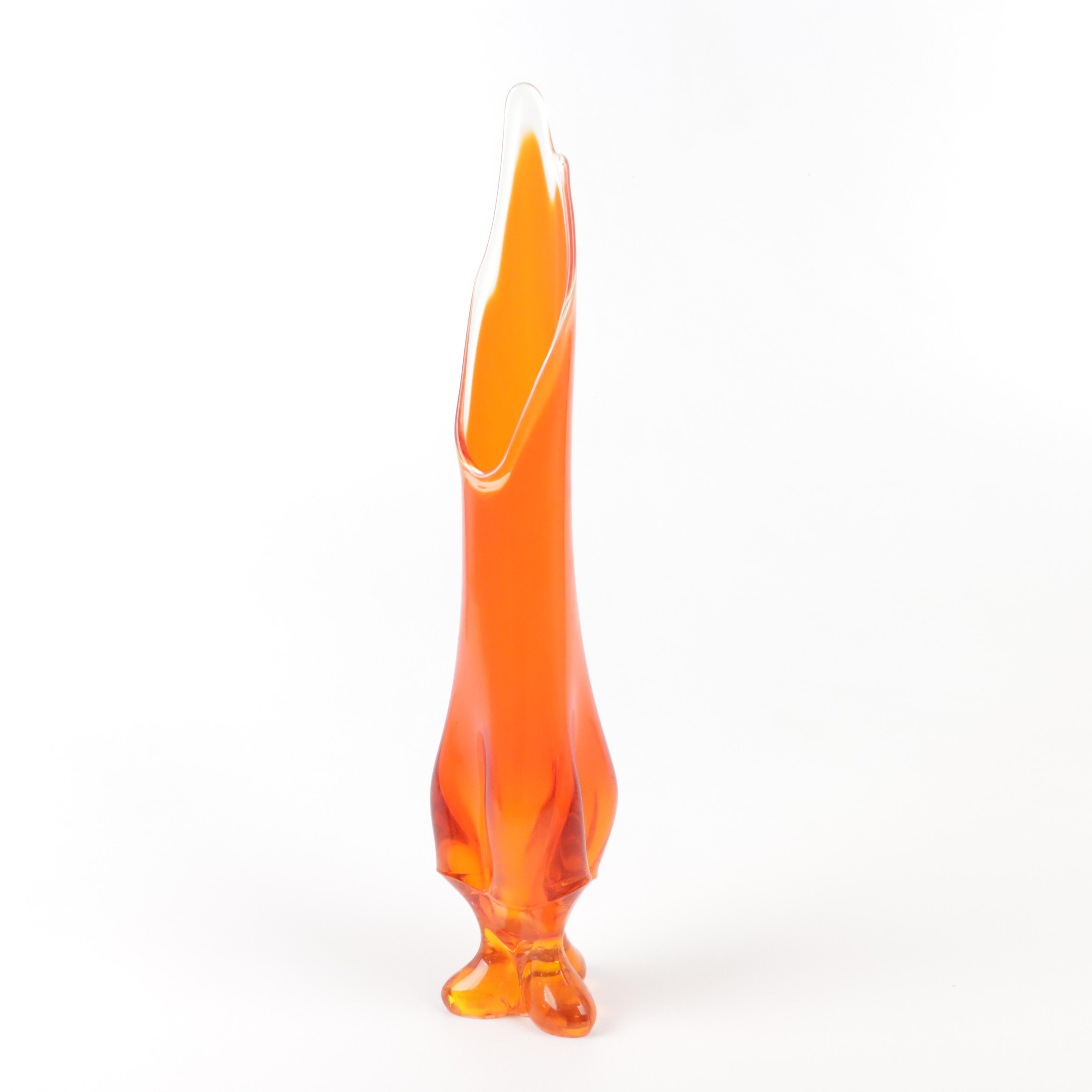 Viking Swung Glass Three Foil Vase, 1960 and Viking Glass Floor Vase EBTH