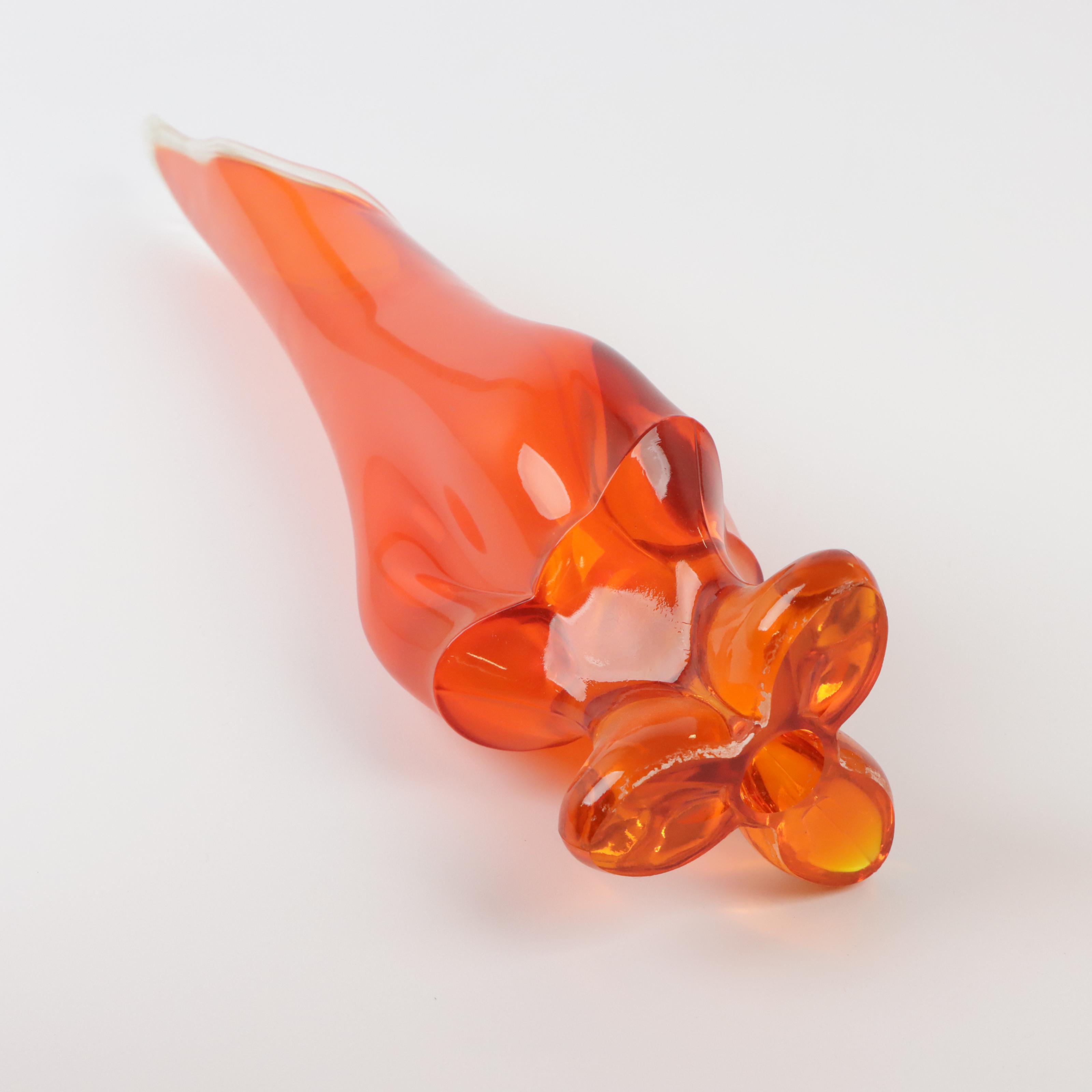 Viking Swung Glass Three Foil Vase, 1960 and Viking Glass Floor Vase EBTH