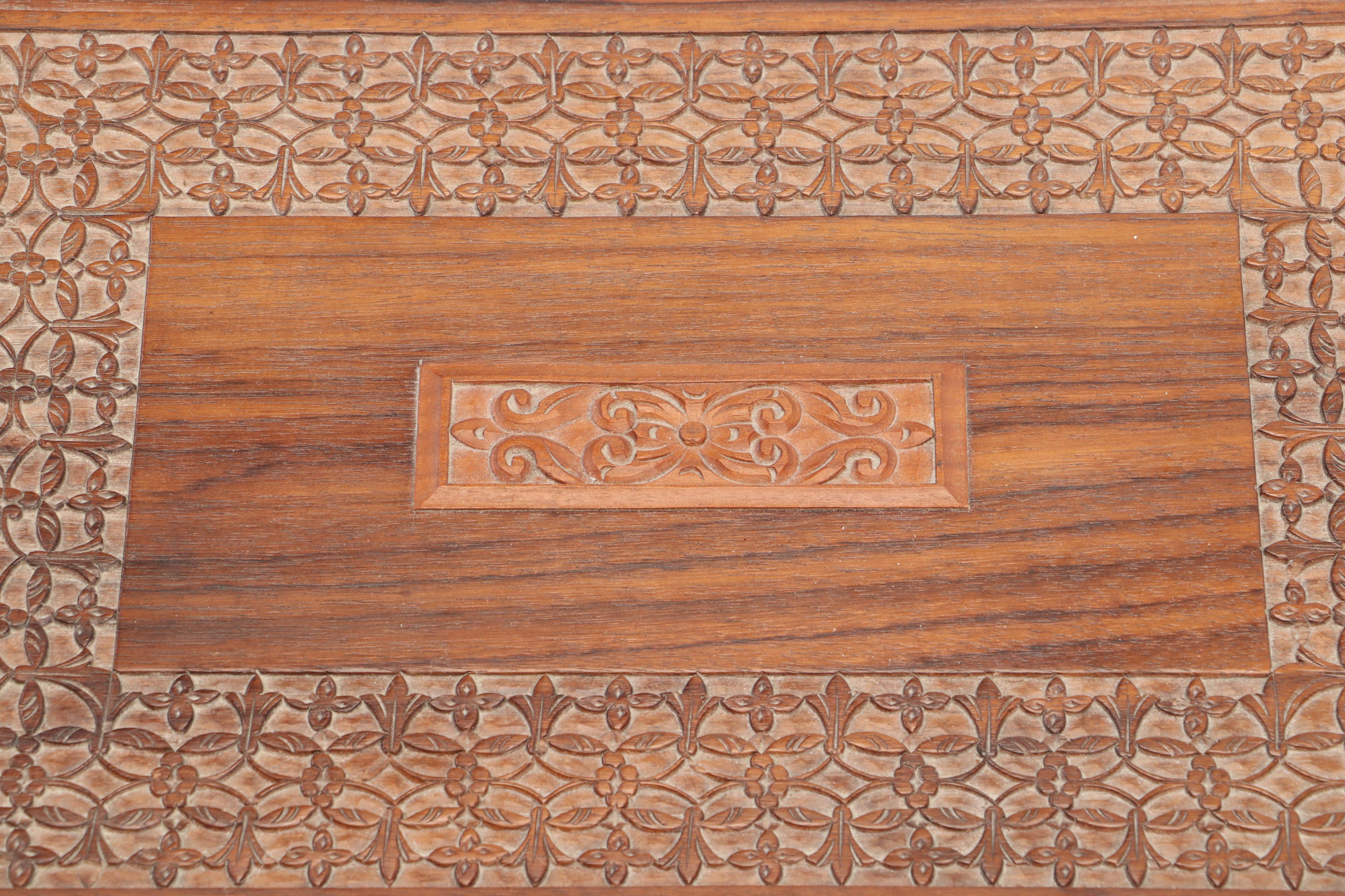 Carved Indian Shisham Wood Jewelry Box