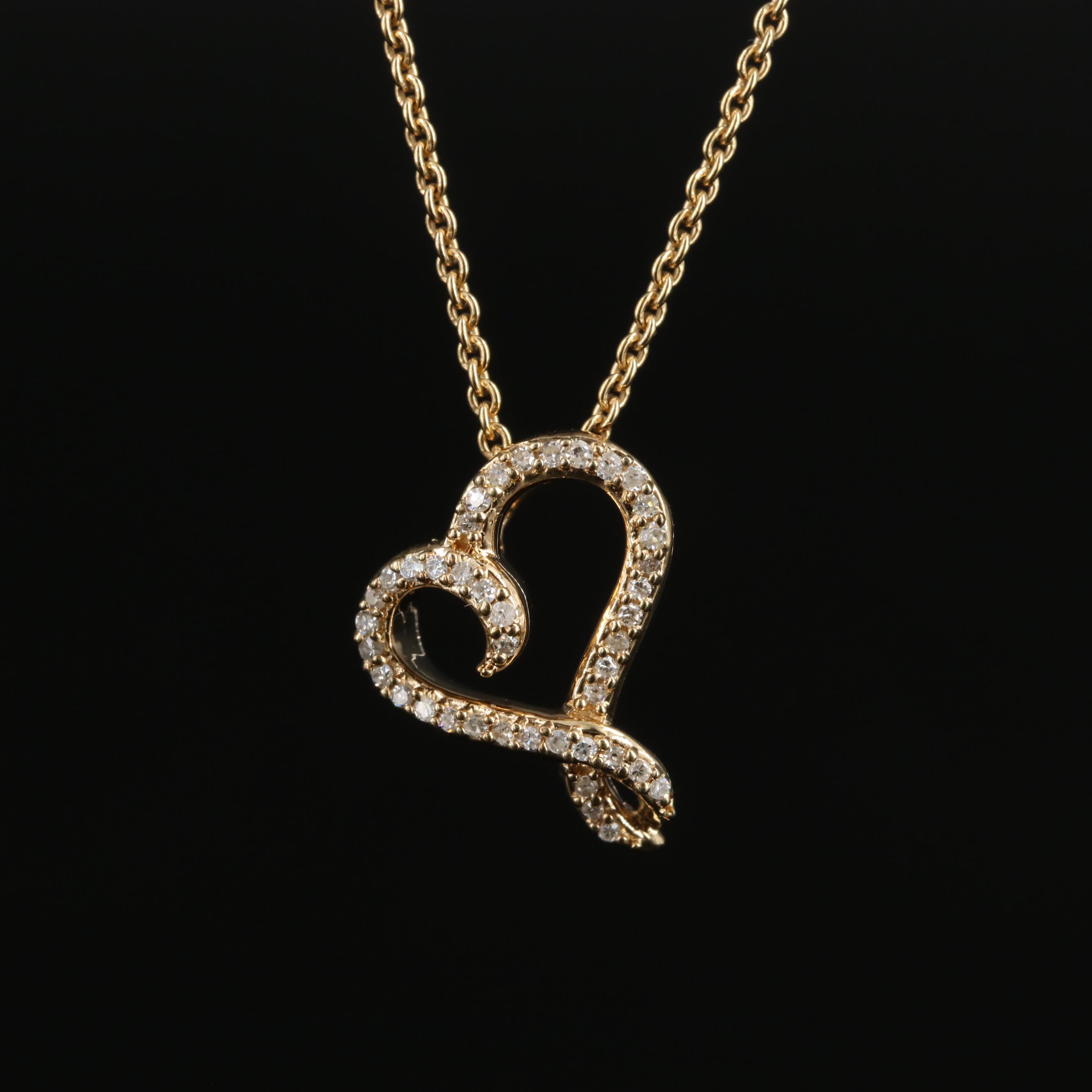 Sterling Diamond Heart Pendant Necklace