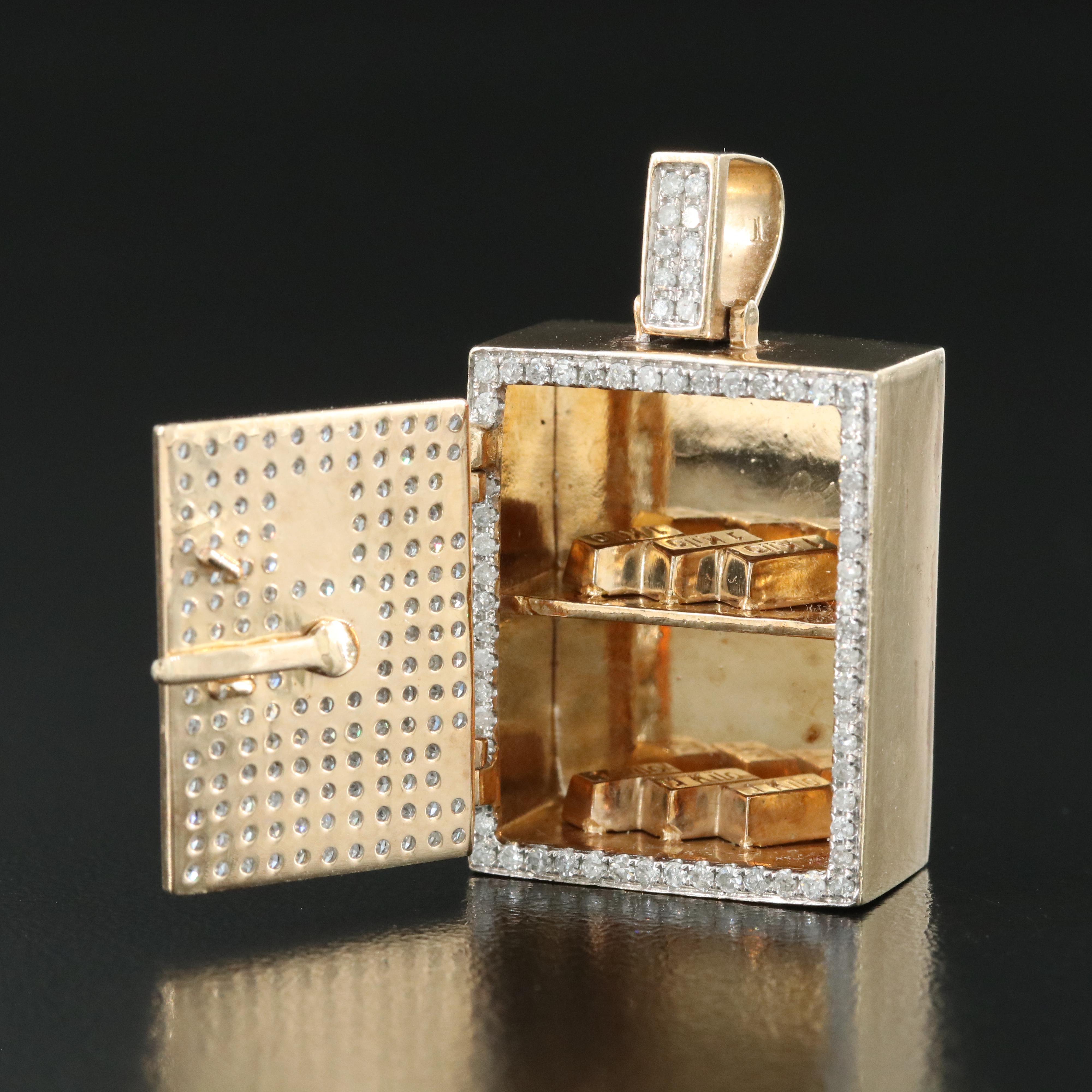 10K 1.12 CTW Diamond Articulated Safe Pendant