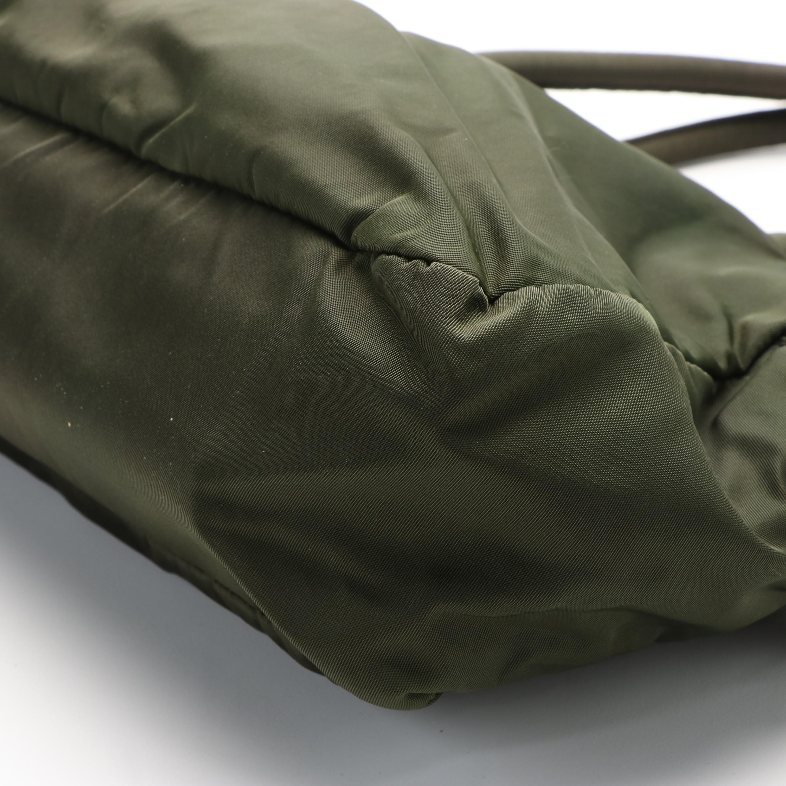 Prada Dark Green Tessuto Nylon Handbag