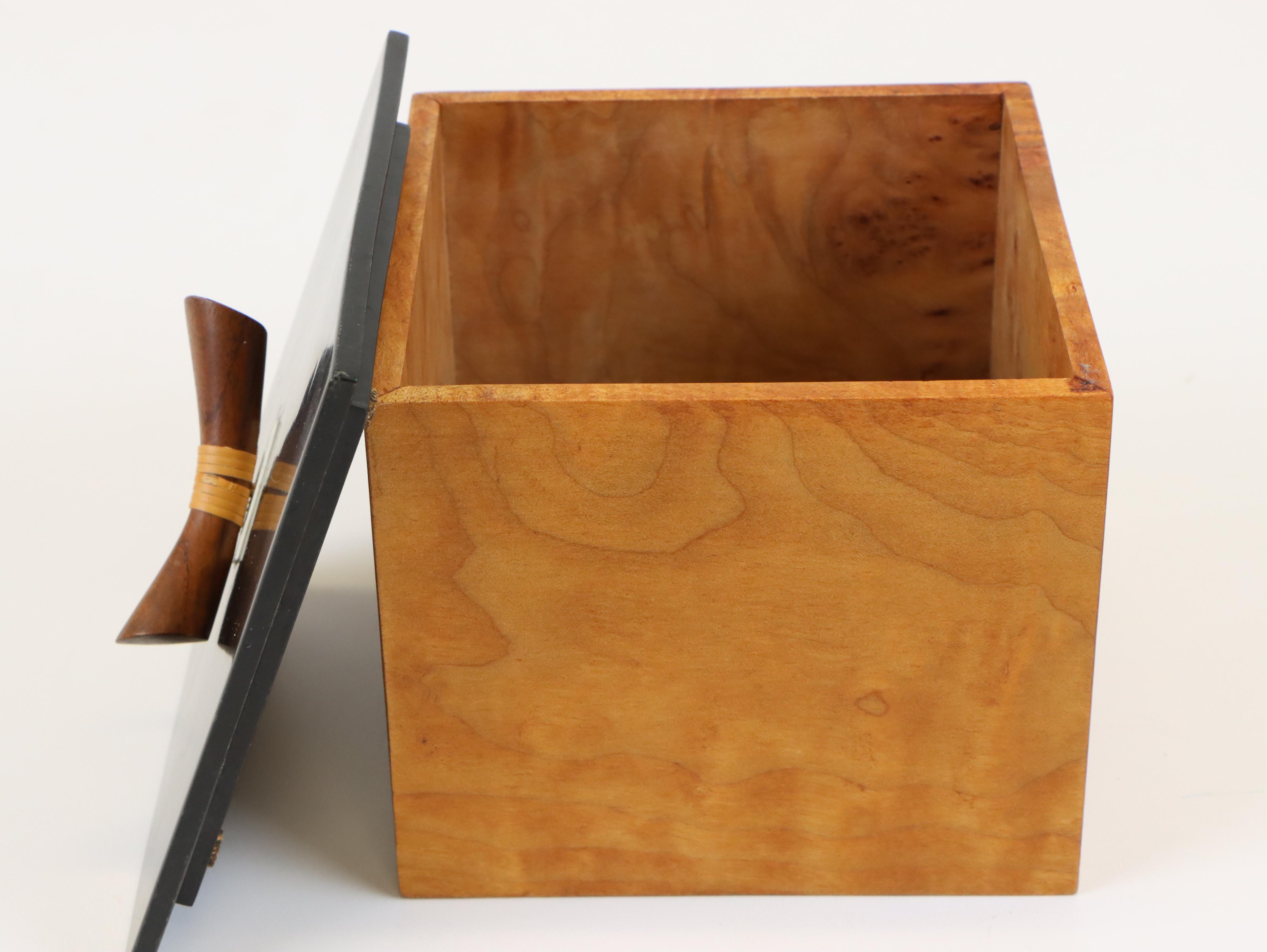 Randy Cook Burl Wood Box, Enzo Mari Letter Opener with JW Stannard Chimes