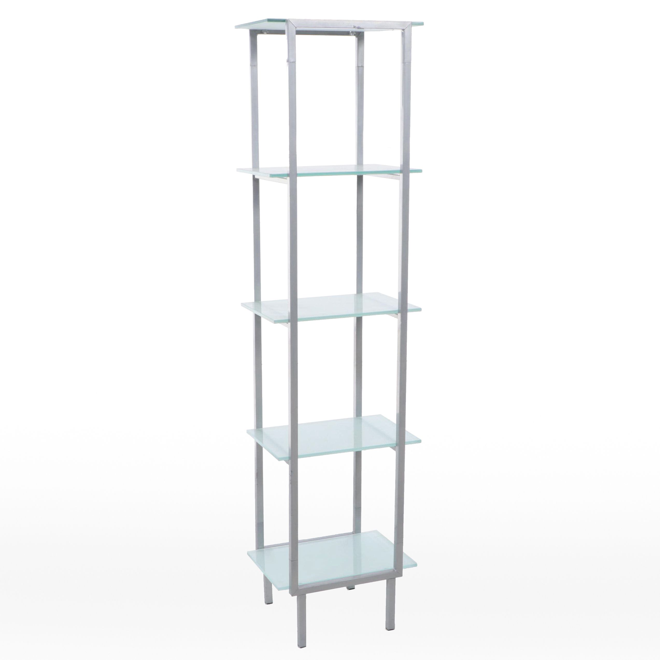 Steel and Frosted Glass Shelving Unit