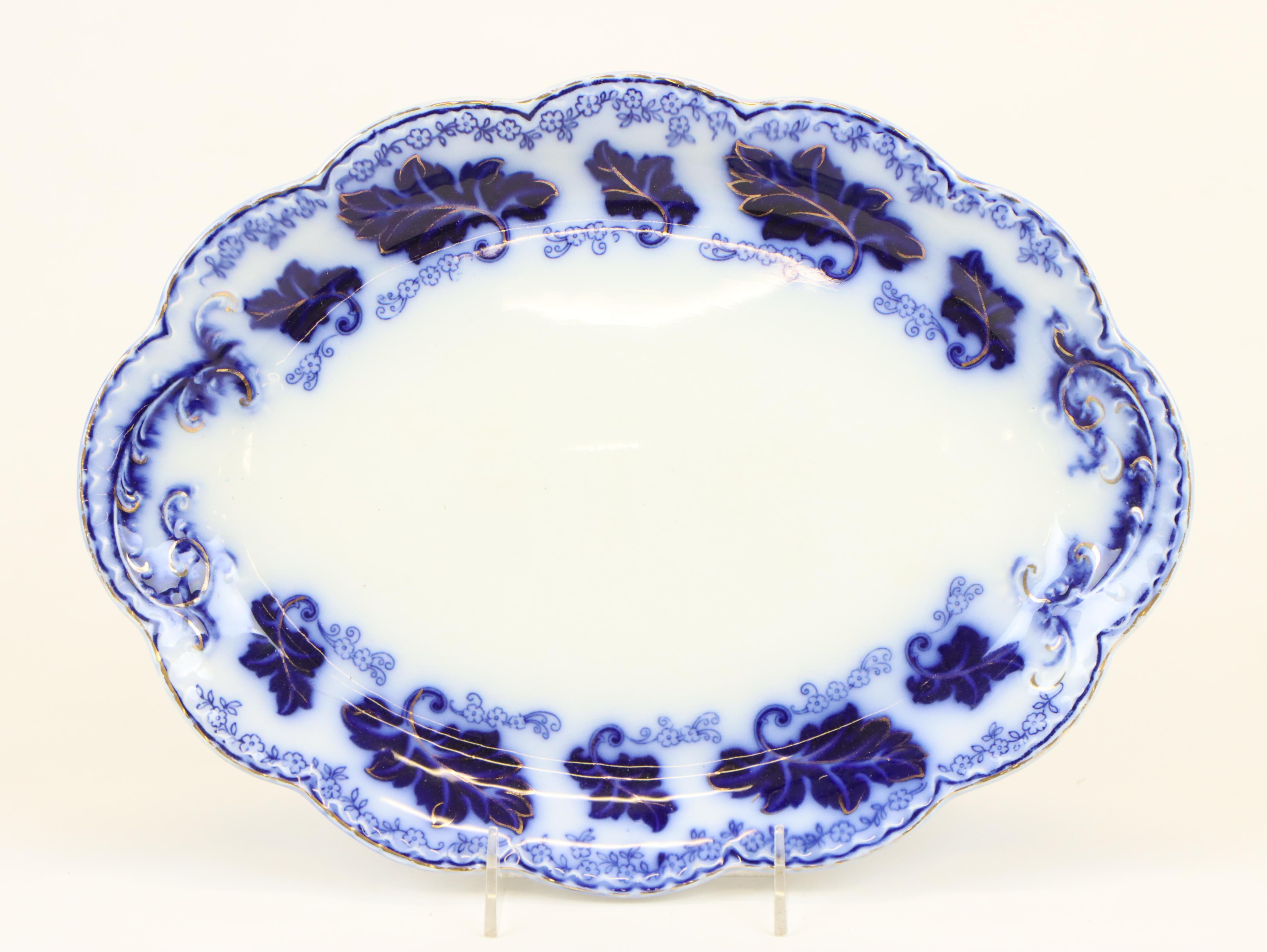 Johnson Brothers "Normandy" Flow Blue Porcelain Dinnerware, Early to Mid 20th C.