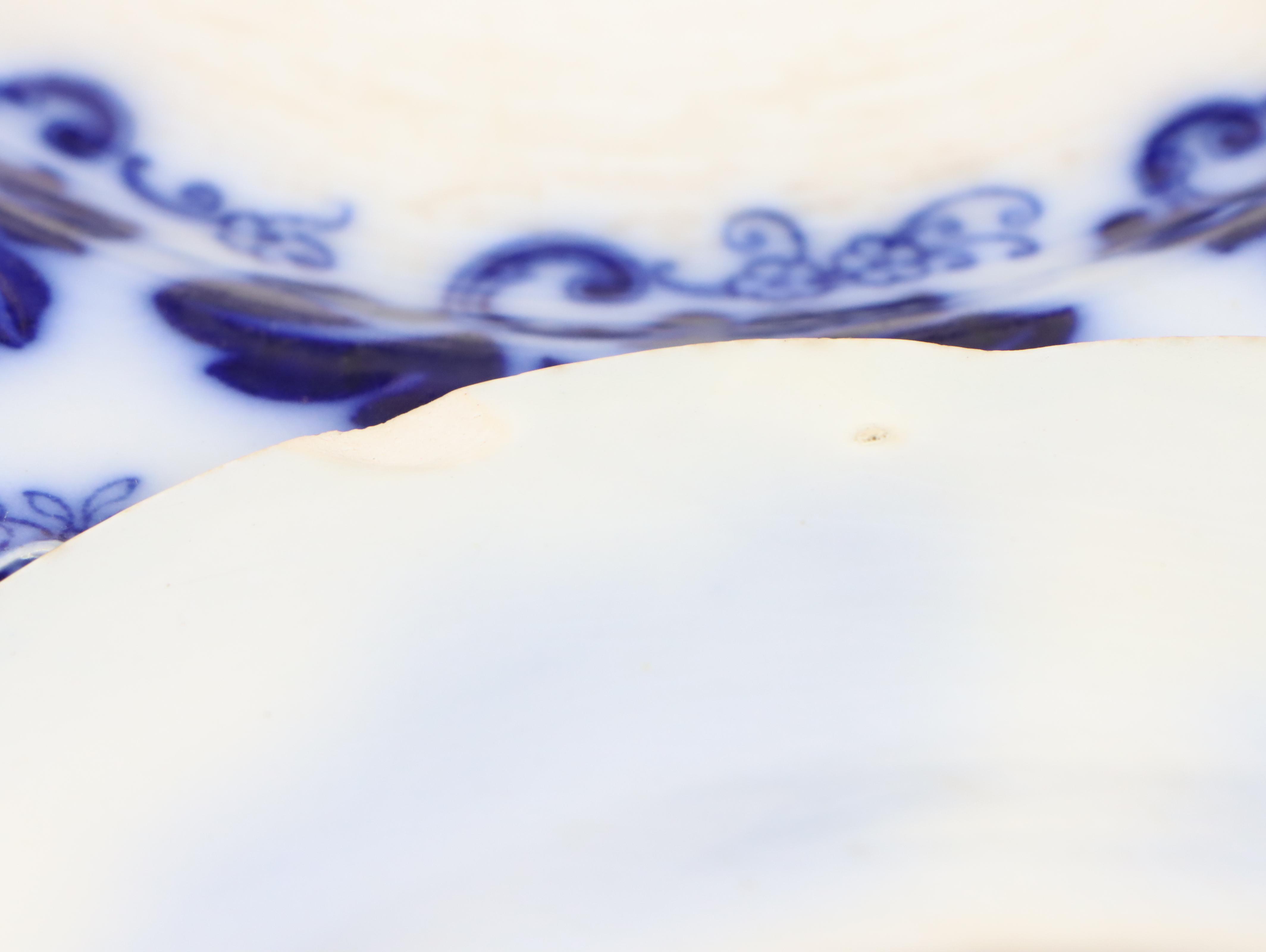Johnson Brothers "Normandy" Flow Blue Porcelain Dinnerware, Early to Mid 20th C.