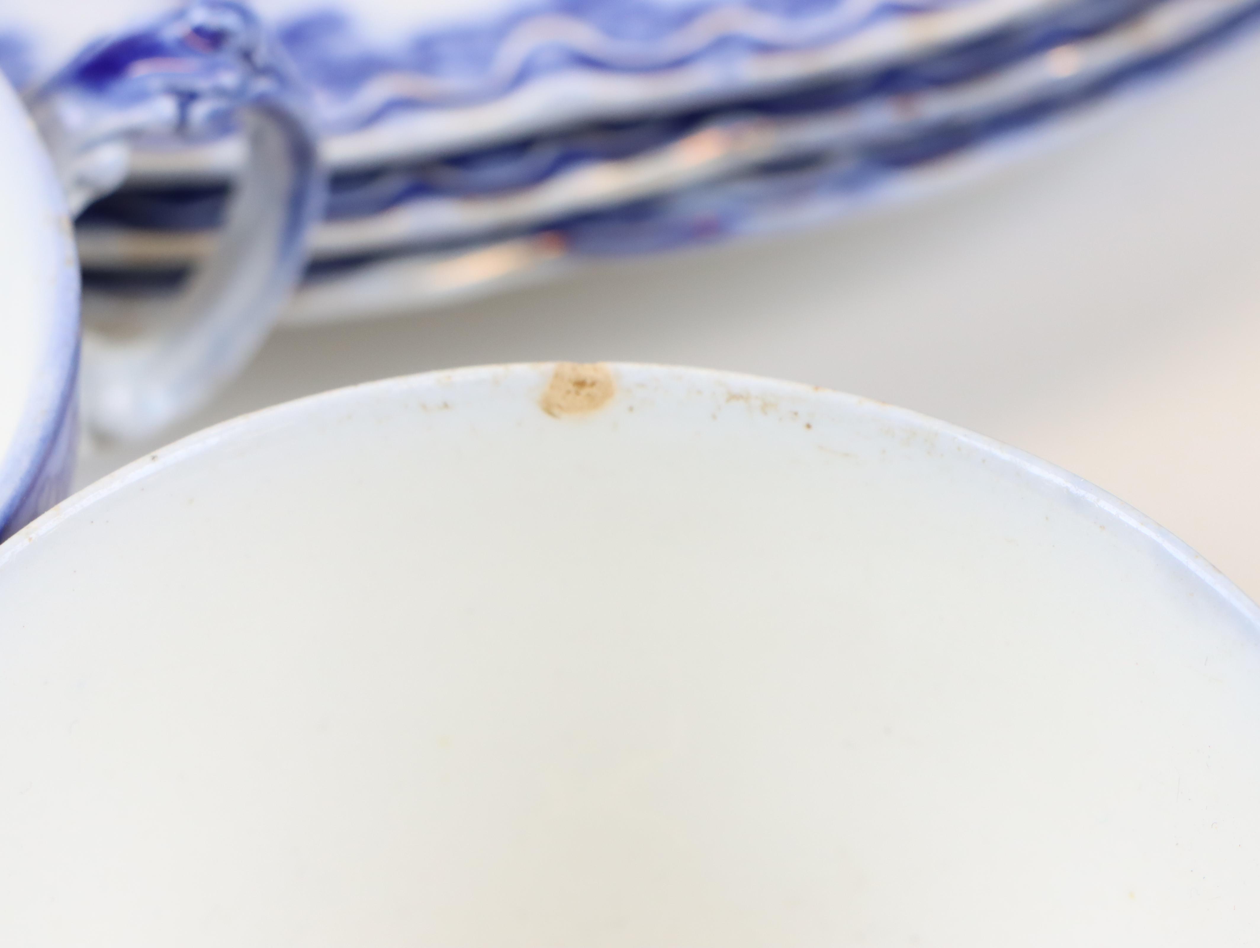 Johnson Brothers "Normandy" Flow Blue Porcelain Dinnerware, Early to Mid 20th C.