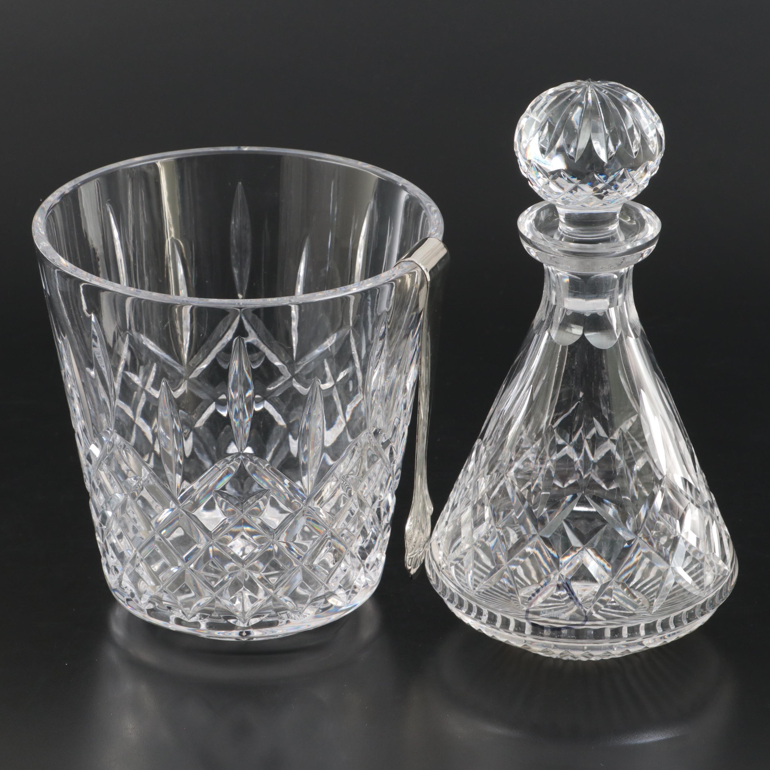 Waterford Crystal "Lismore" Ice Bucket and Roly Poly Decanter