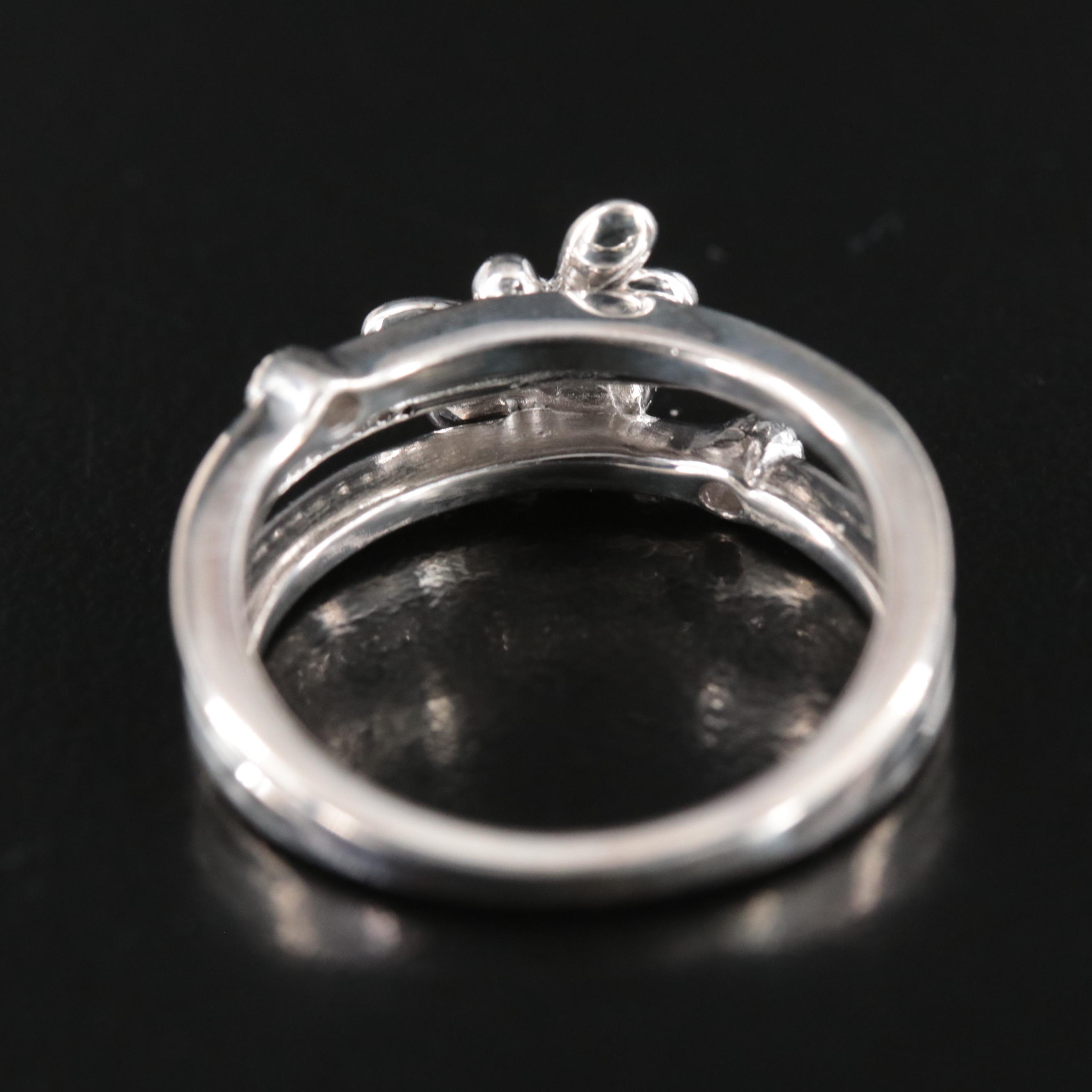 Sterling Diamond Bee Ring with 10K Accent