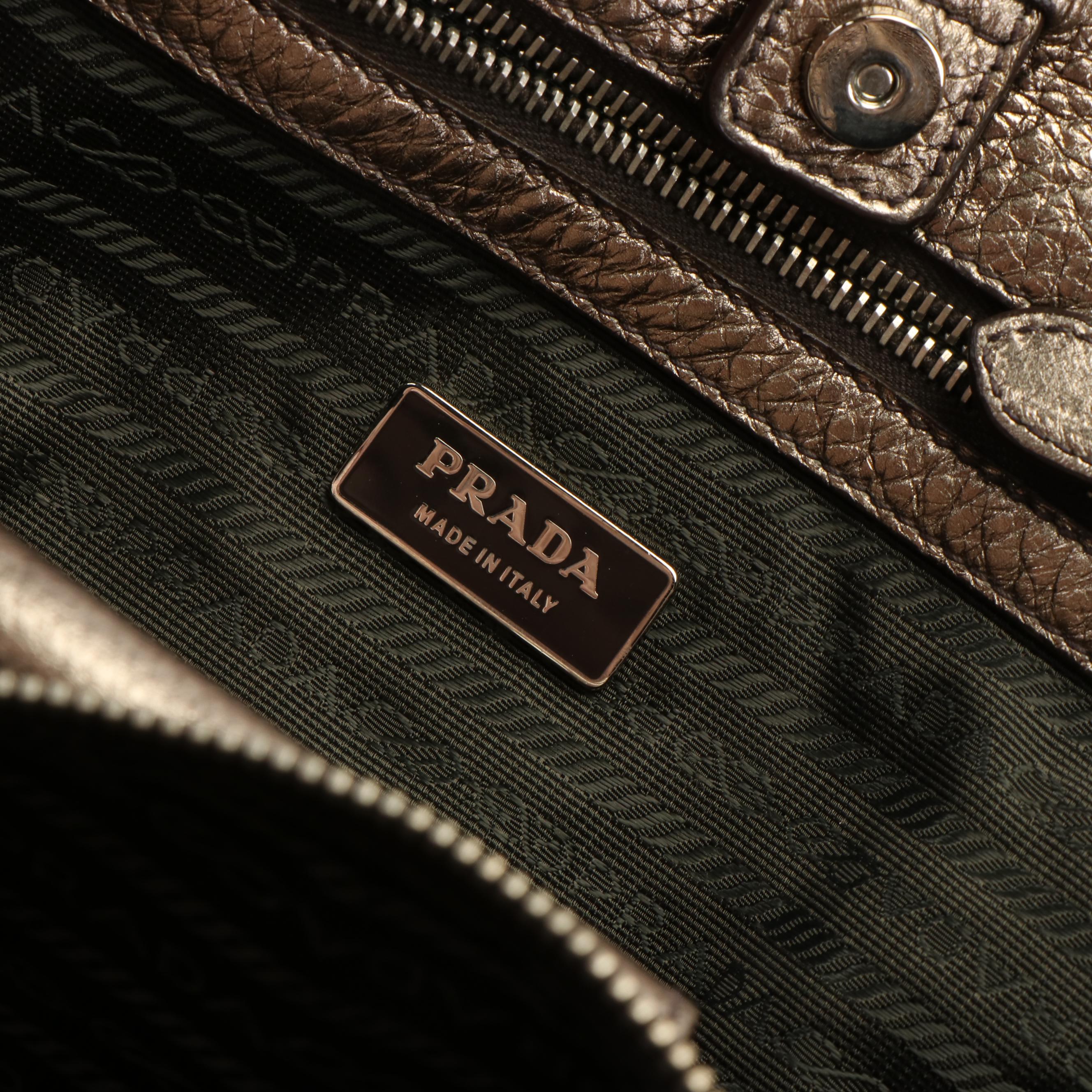 Prada Front Pocket Tote in Gold Vitello Daino Leather