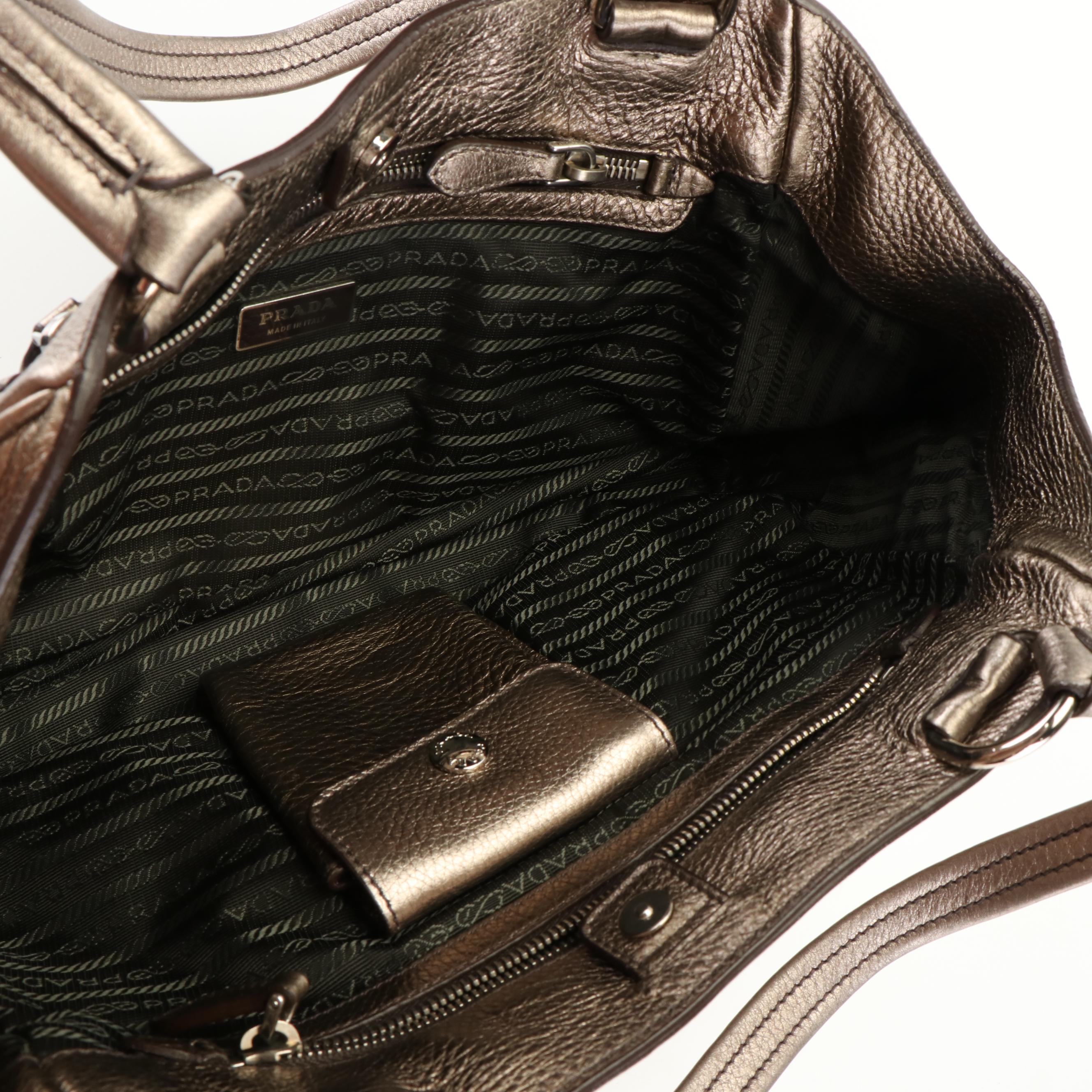 Prada Front Pocket Tote in Gold Vitello Daino Leather