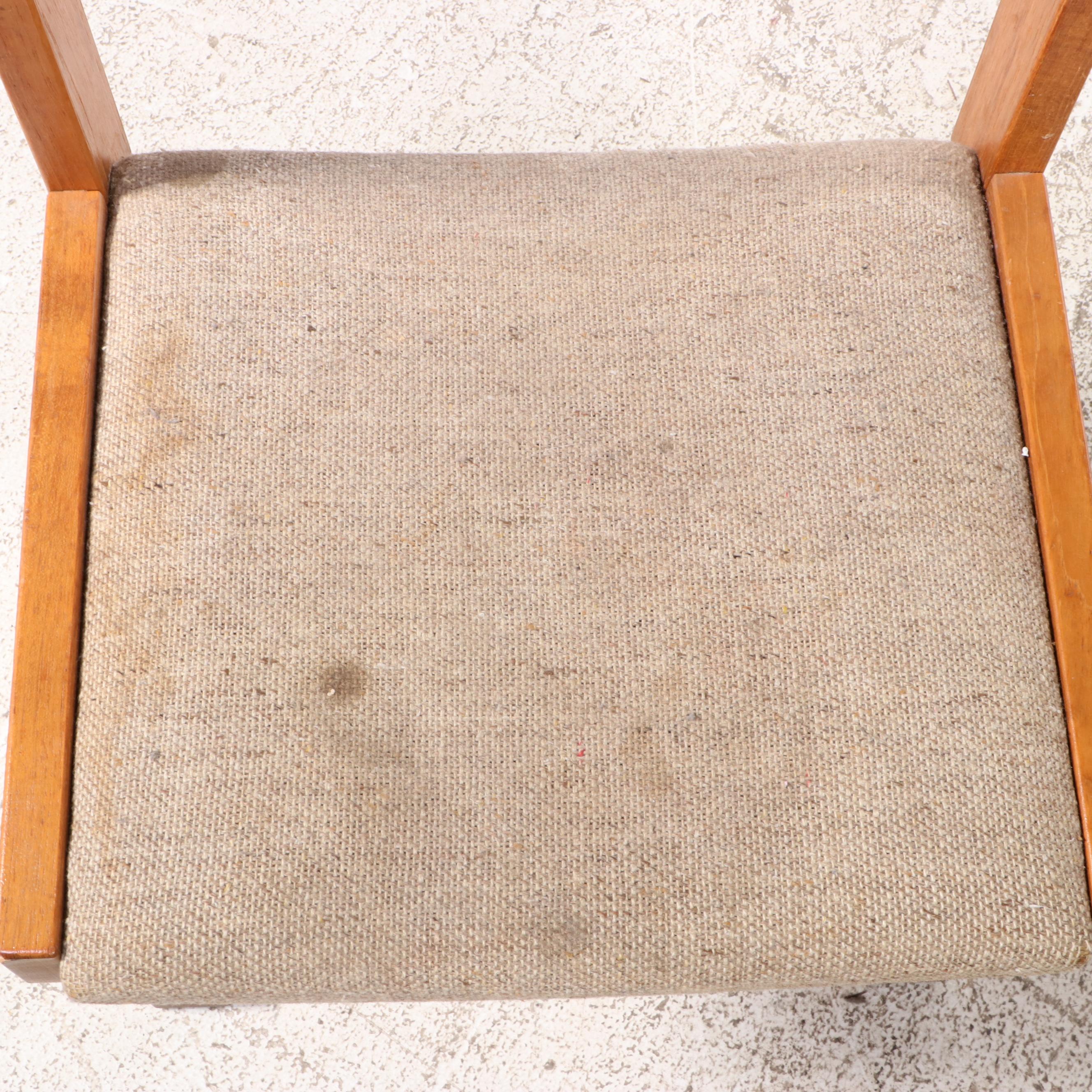 Danish Modern Oak and Tile Drop-Side Dining Table with Upholstered Chairs