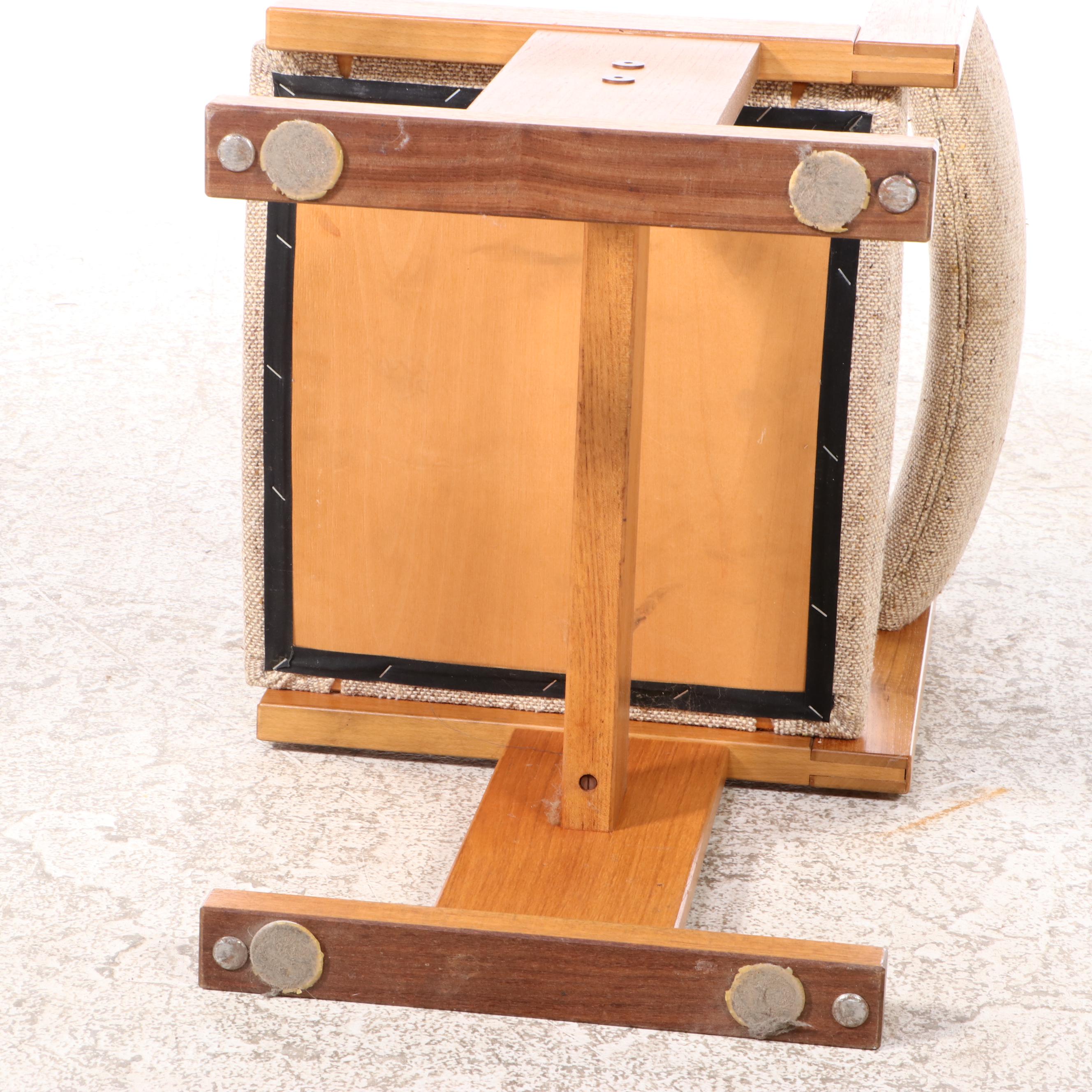 Danish Modern Oak and Tile Drop-Side Dining Table with Upholstered Chairs