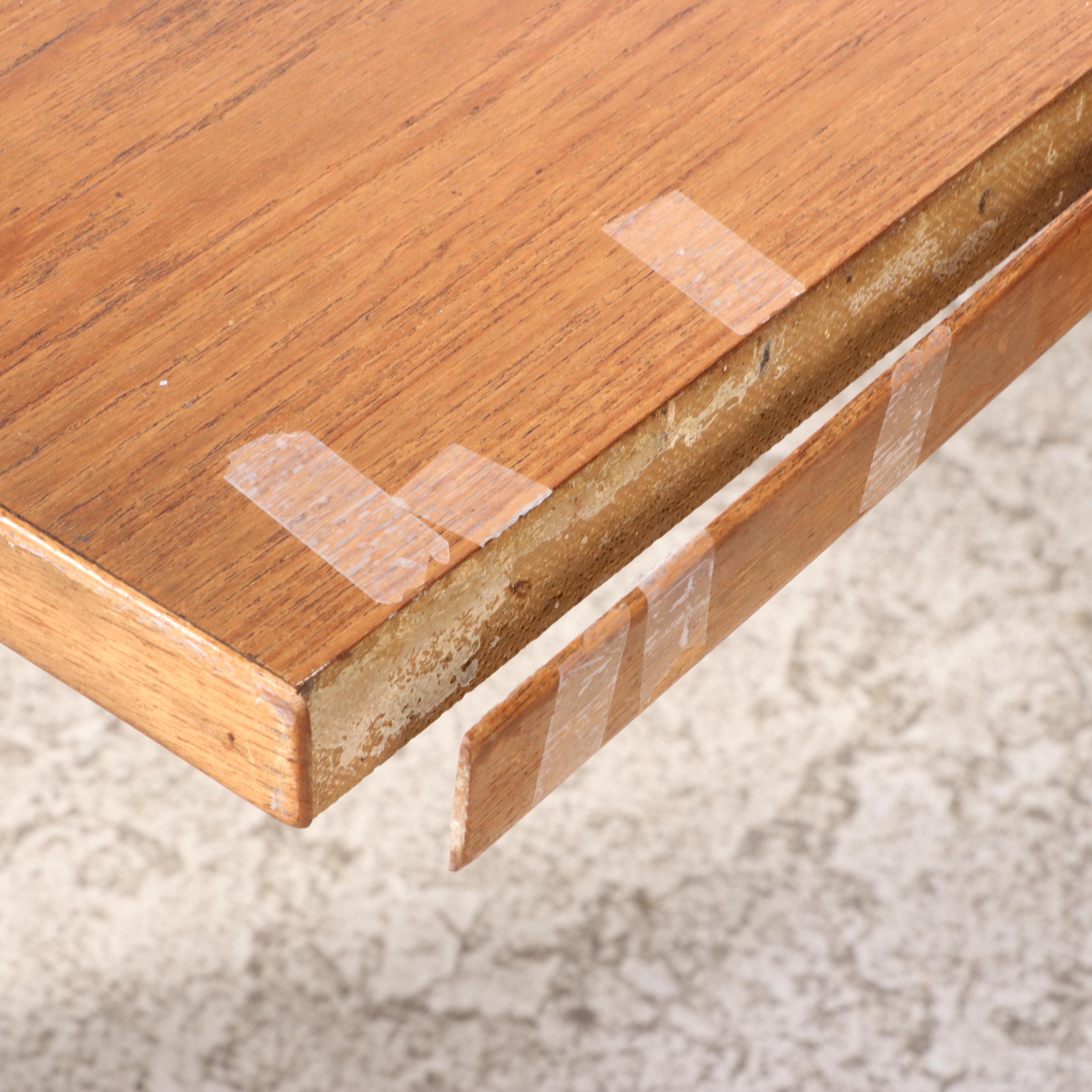 Danish Modern Oak and Tile Drop-Side Dining Table with Upholstered Chairs