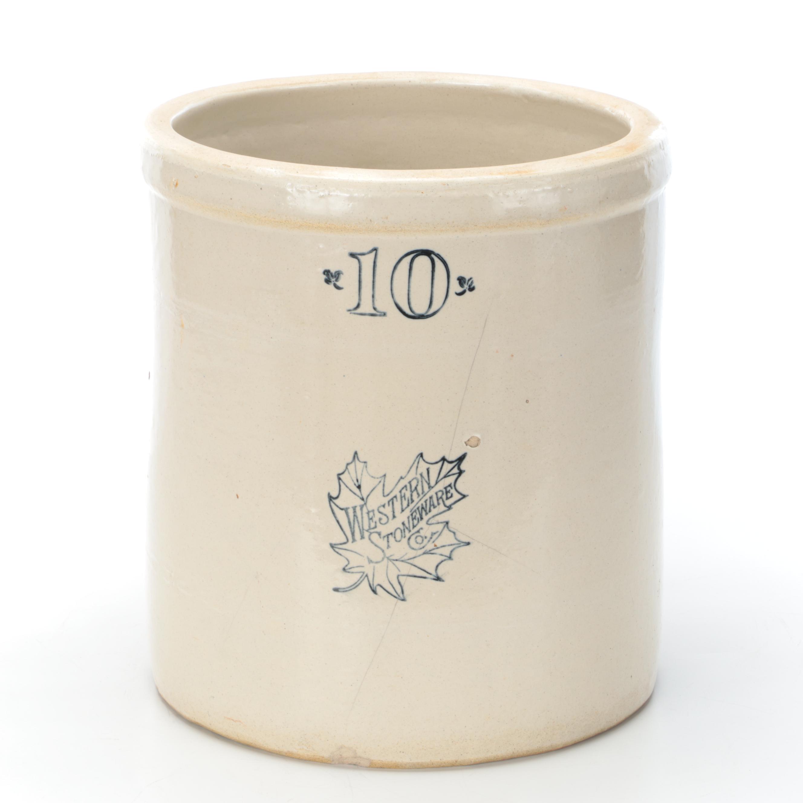 Western Stoneware Co. 10 Gallon Stoneware Crock, 20th Century