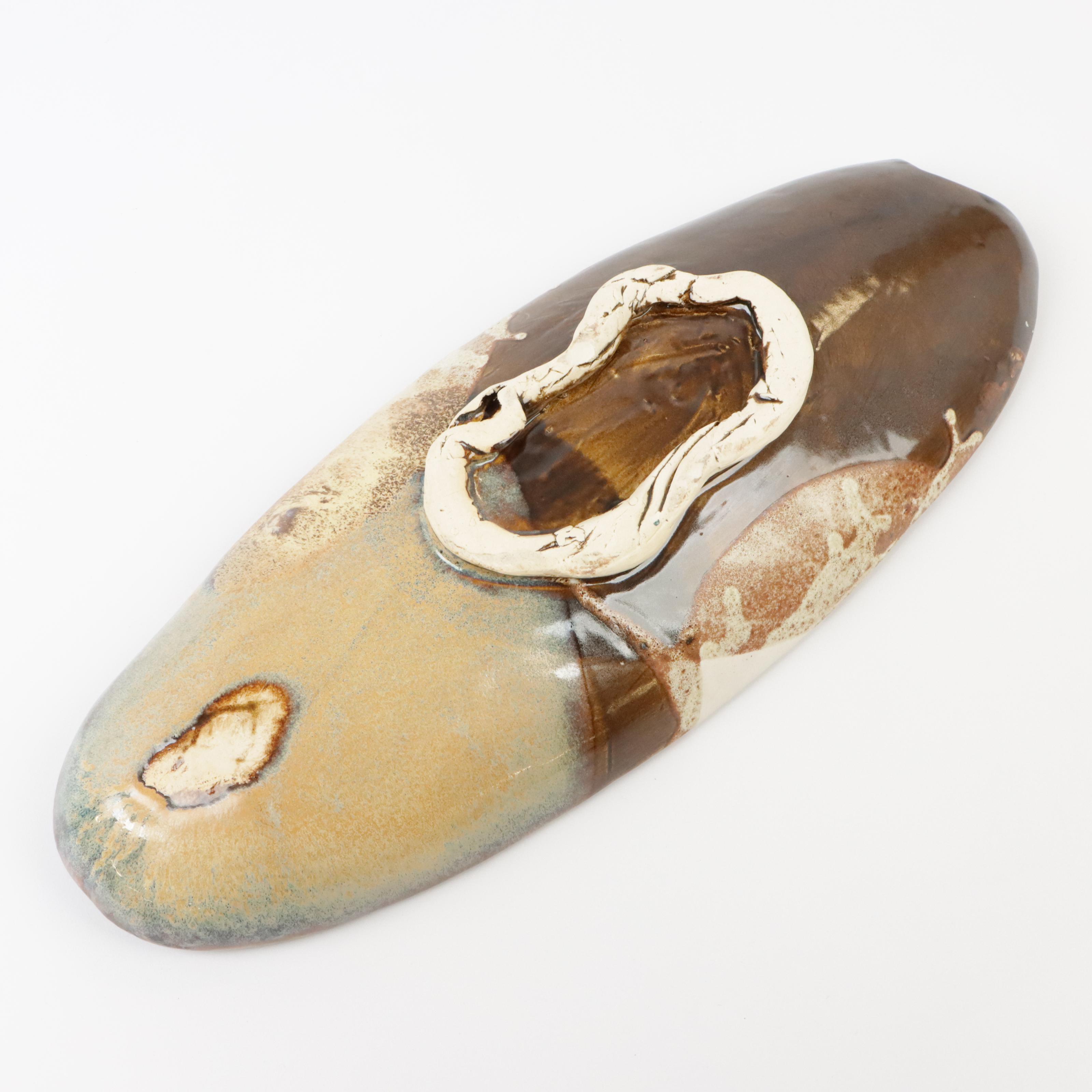 Drip Glaze Art Pottery Serving Tray With Bowl and Votive