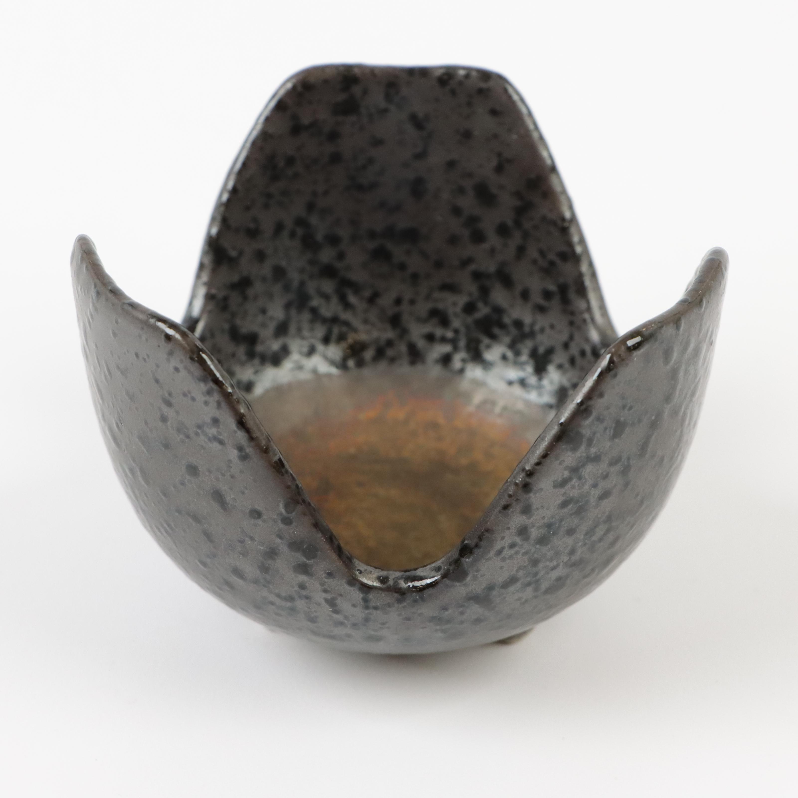 Drip Glaze Art Pottery Serving Tray With Bowl and Votive