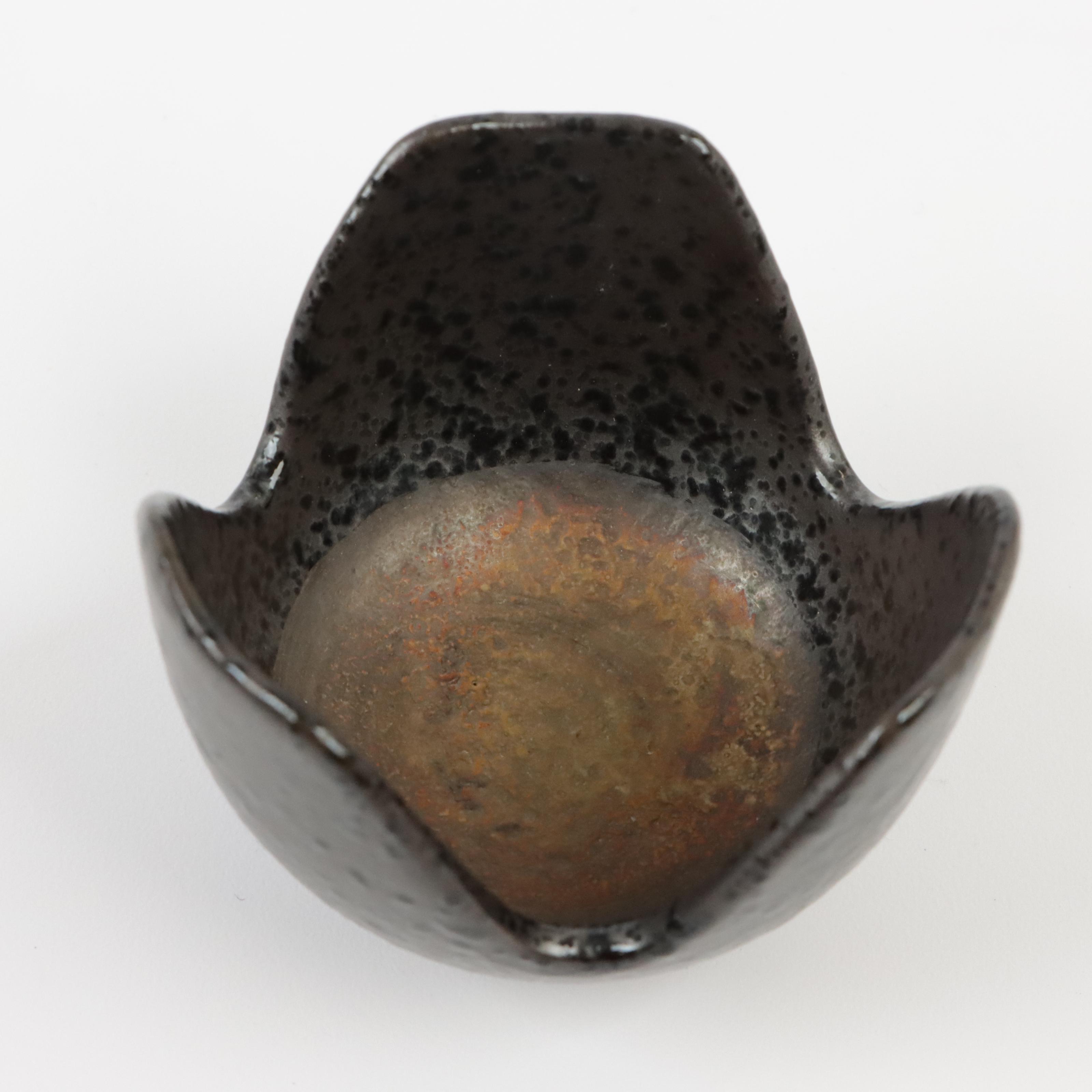 Drip Glaze Art Pottery Serving Tray With Bowl and Votive