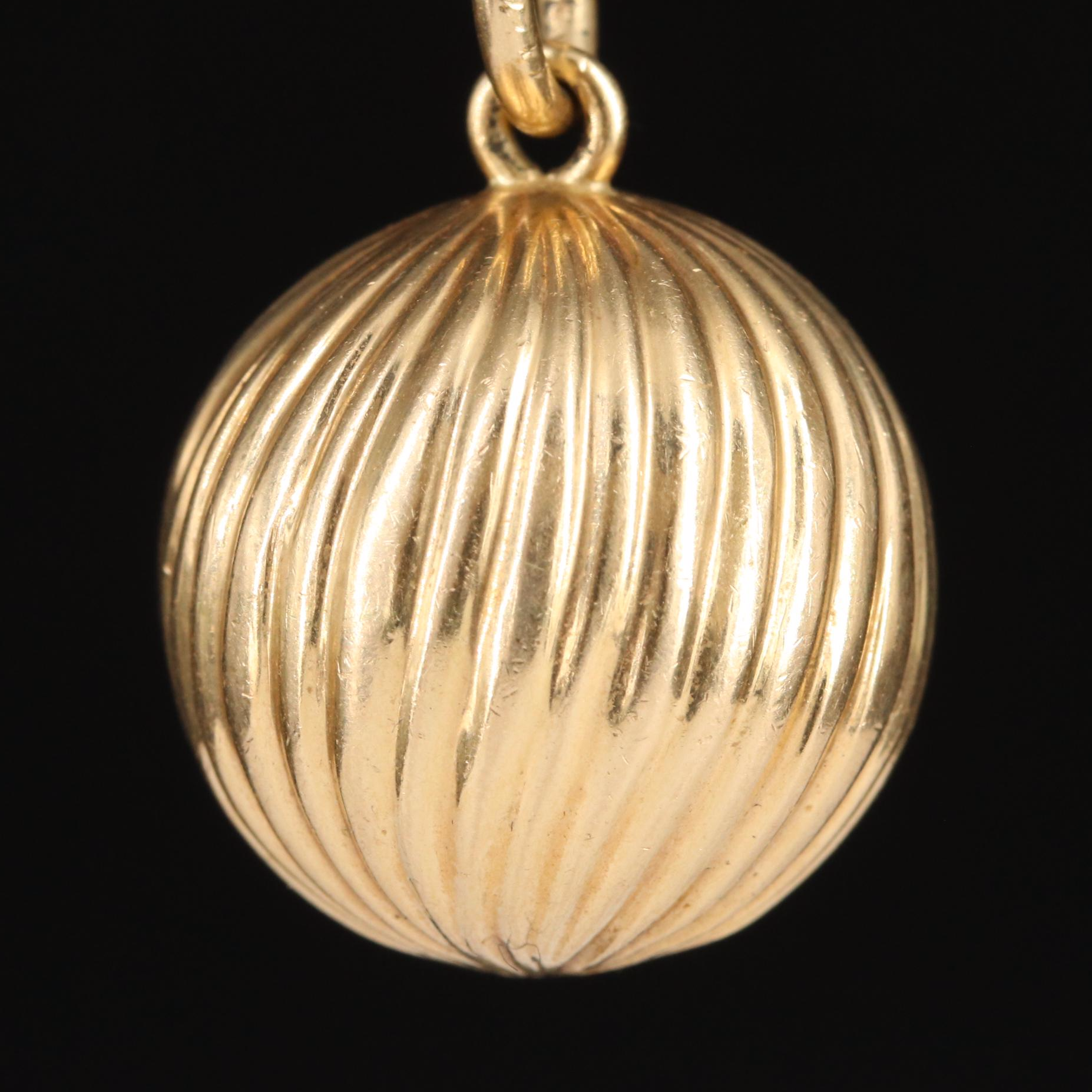 Tiffany & Co. Vintage 14K Fluted Ball Pendant