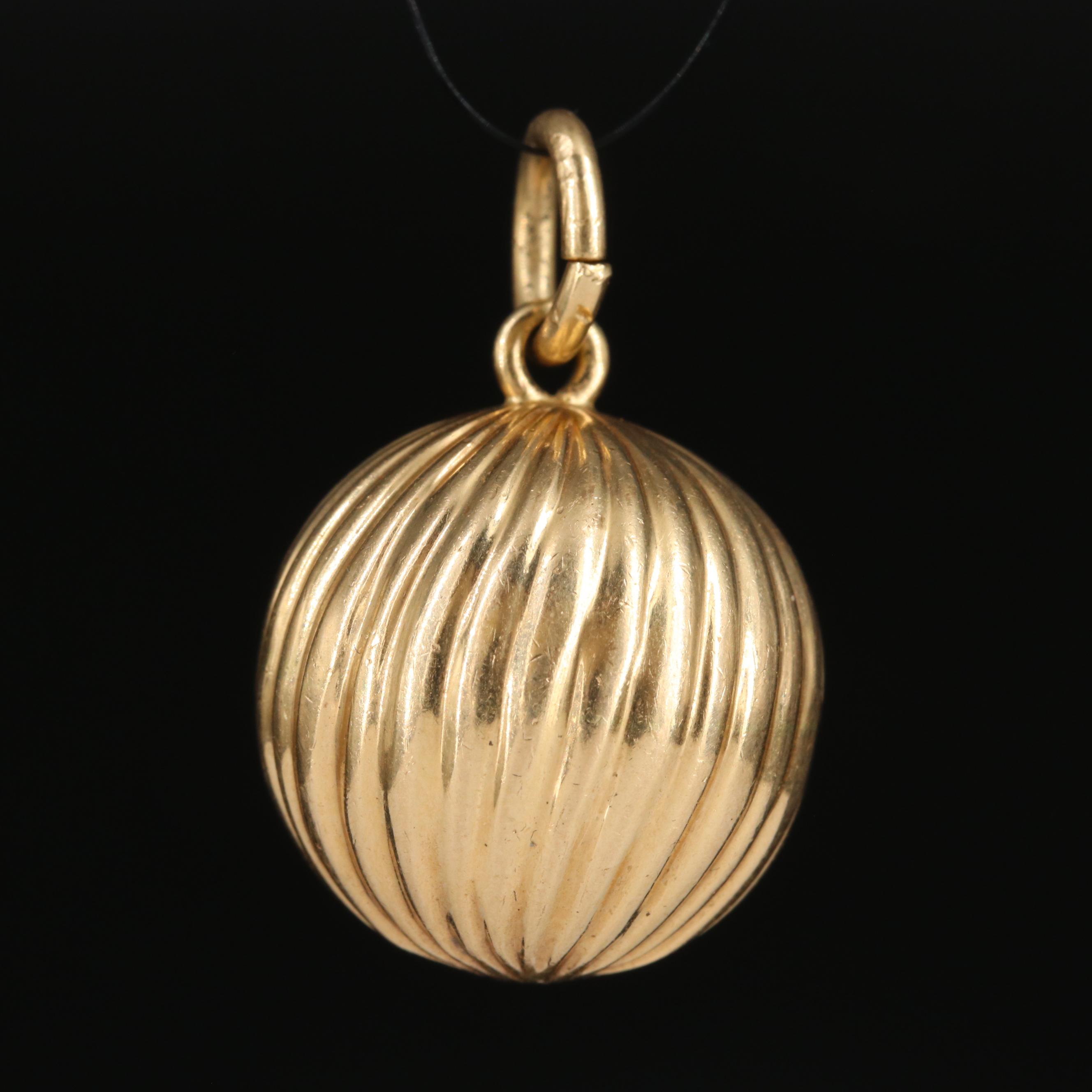 Tiffany & Co. Vintage 14K Fluted Ball Pendant