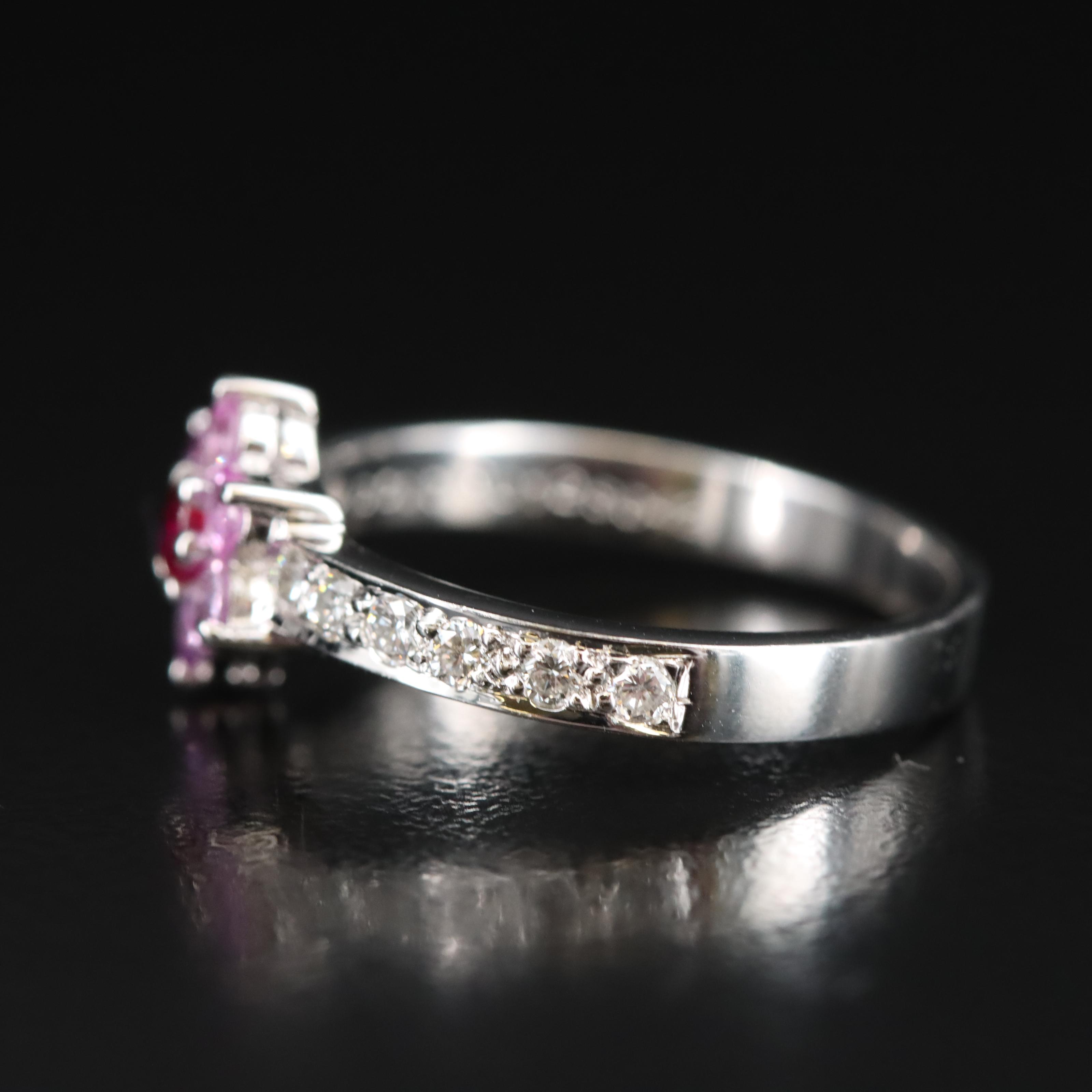 Platinum Ruby, Pink Sapphire and Diamond Ring