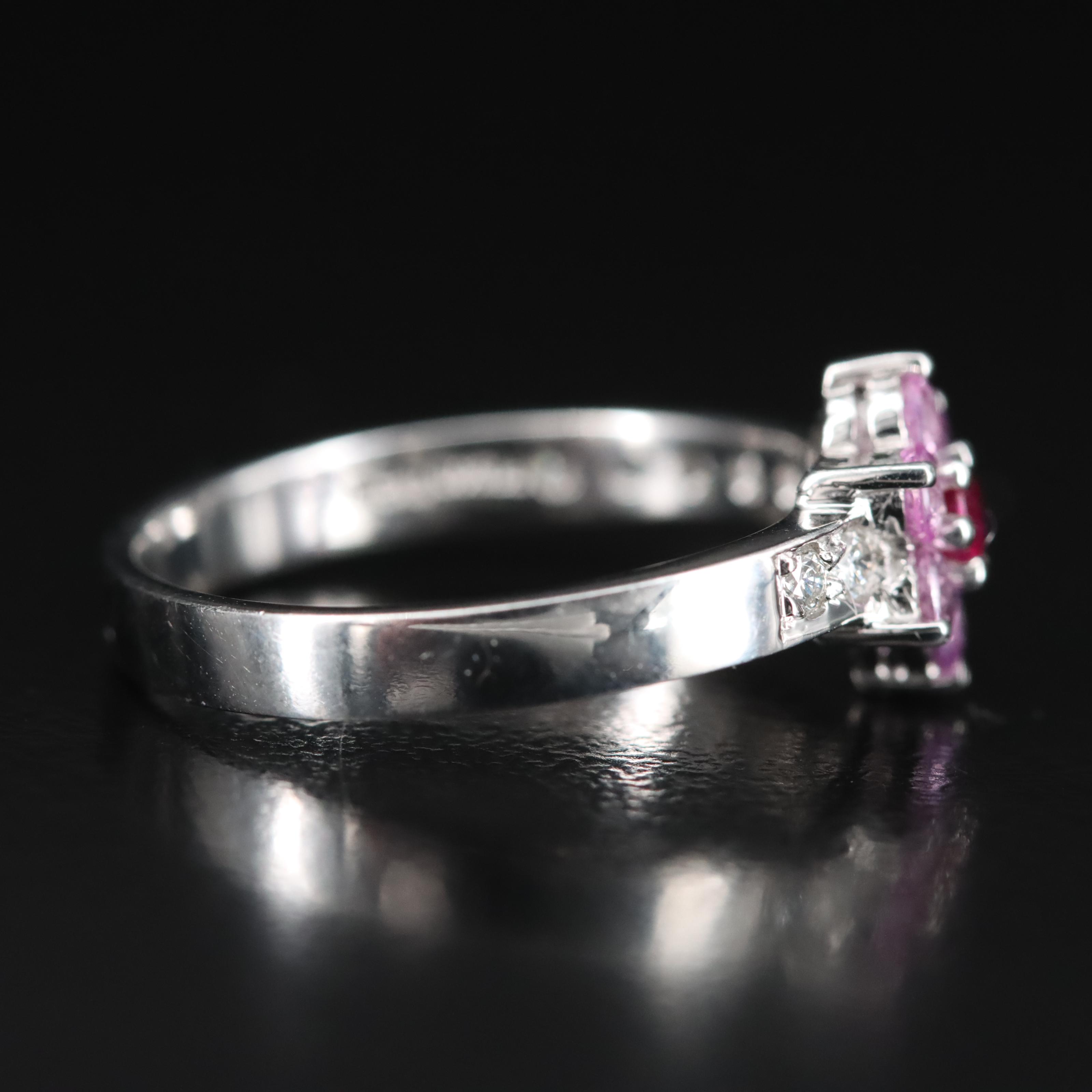Platinum Ruby, Pink Sapphire and Diamond Ring