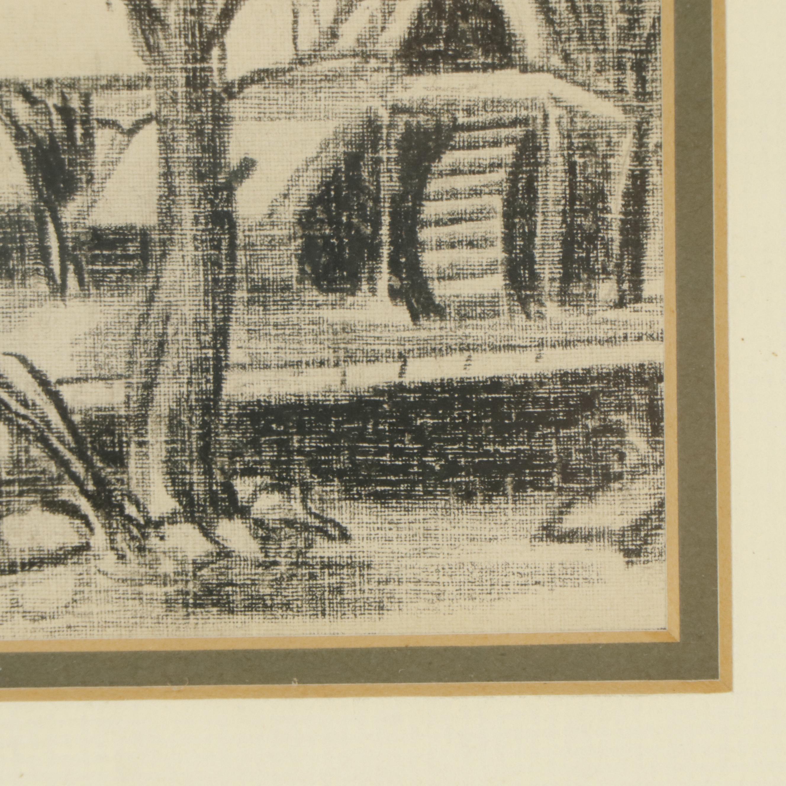 Crayon Drawing of a Rural Landscape