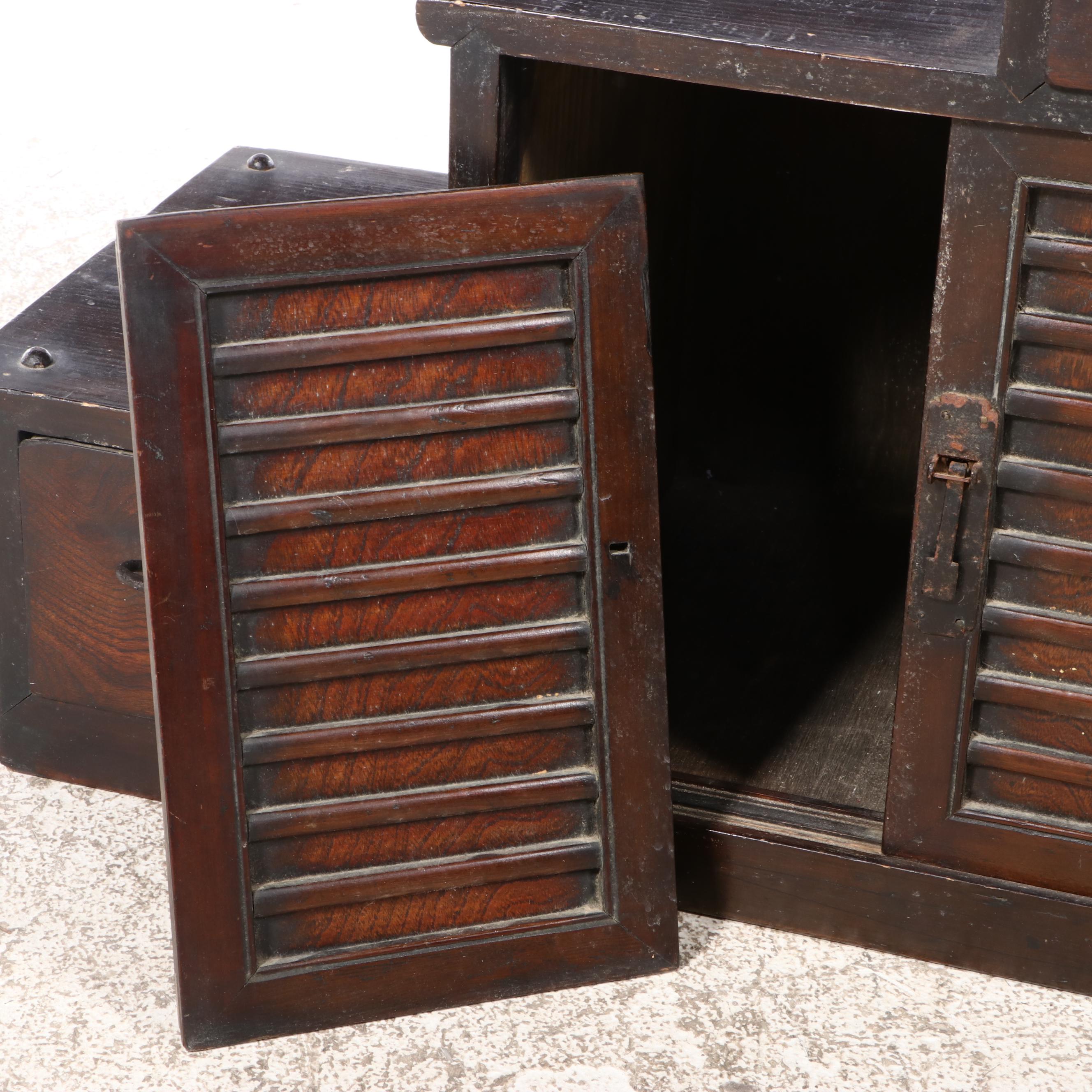 Japanese Elm and Pine Stepped Tansu