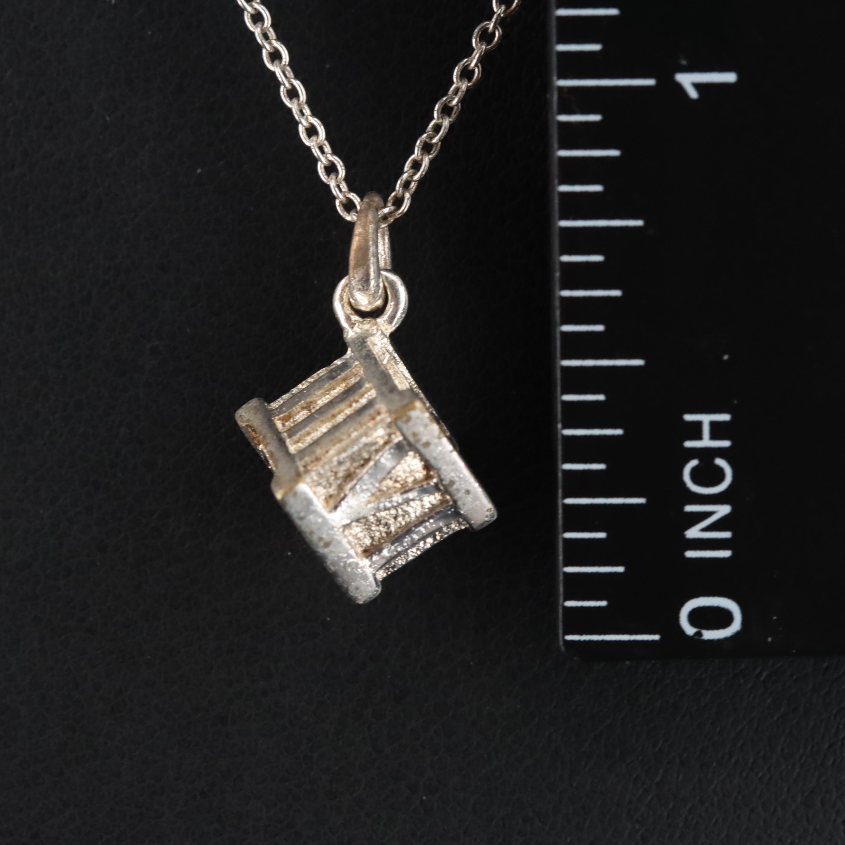 Tiffany & Co. Sterling Roman Numeral Dice Pendant Necklace