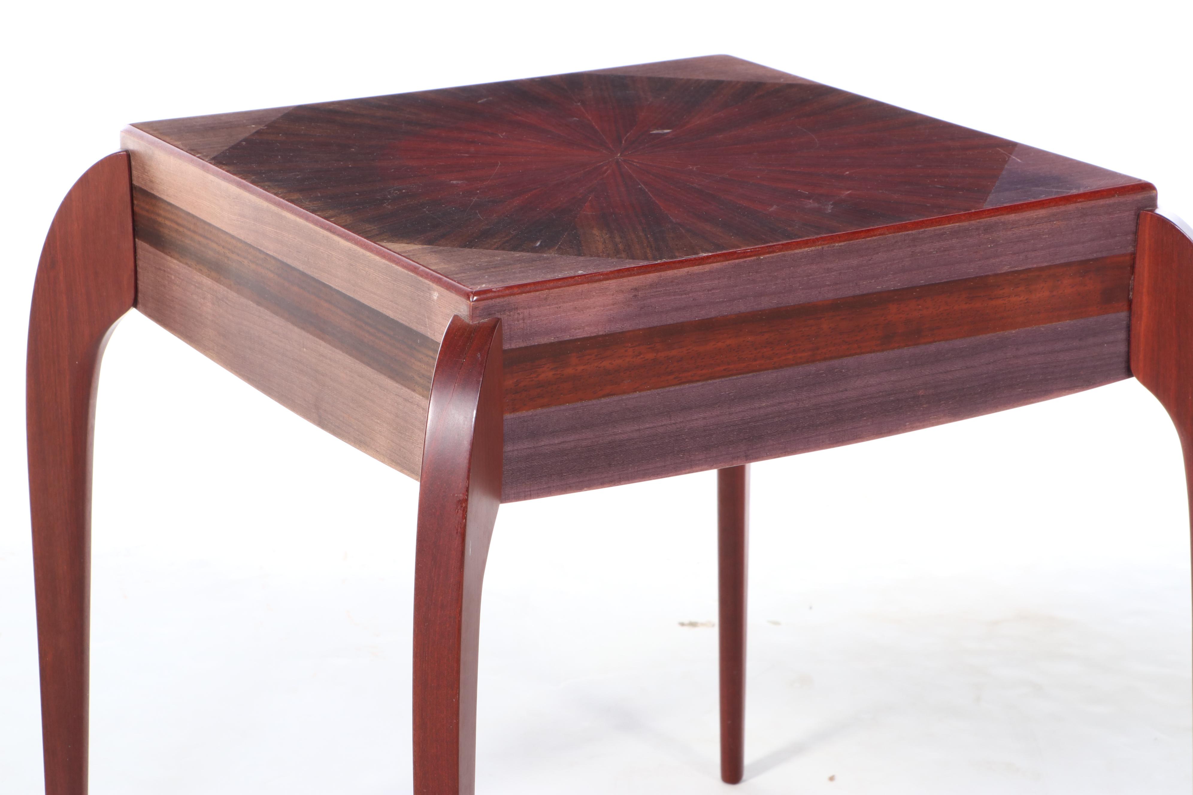 R.H. Leonard Art Deco Style Dyed Padouk and Bloodwood Side Table, dated 2001