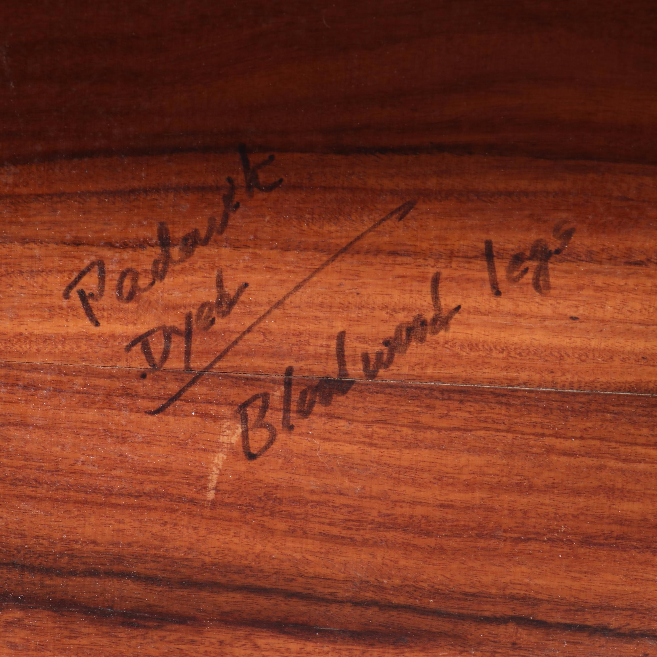 R.H. Leonard Art Deco Style Dyed Padouk and Bloodwood Side Table, dated 2001