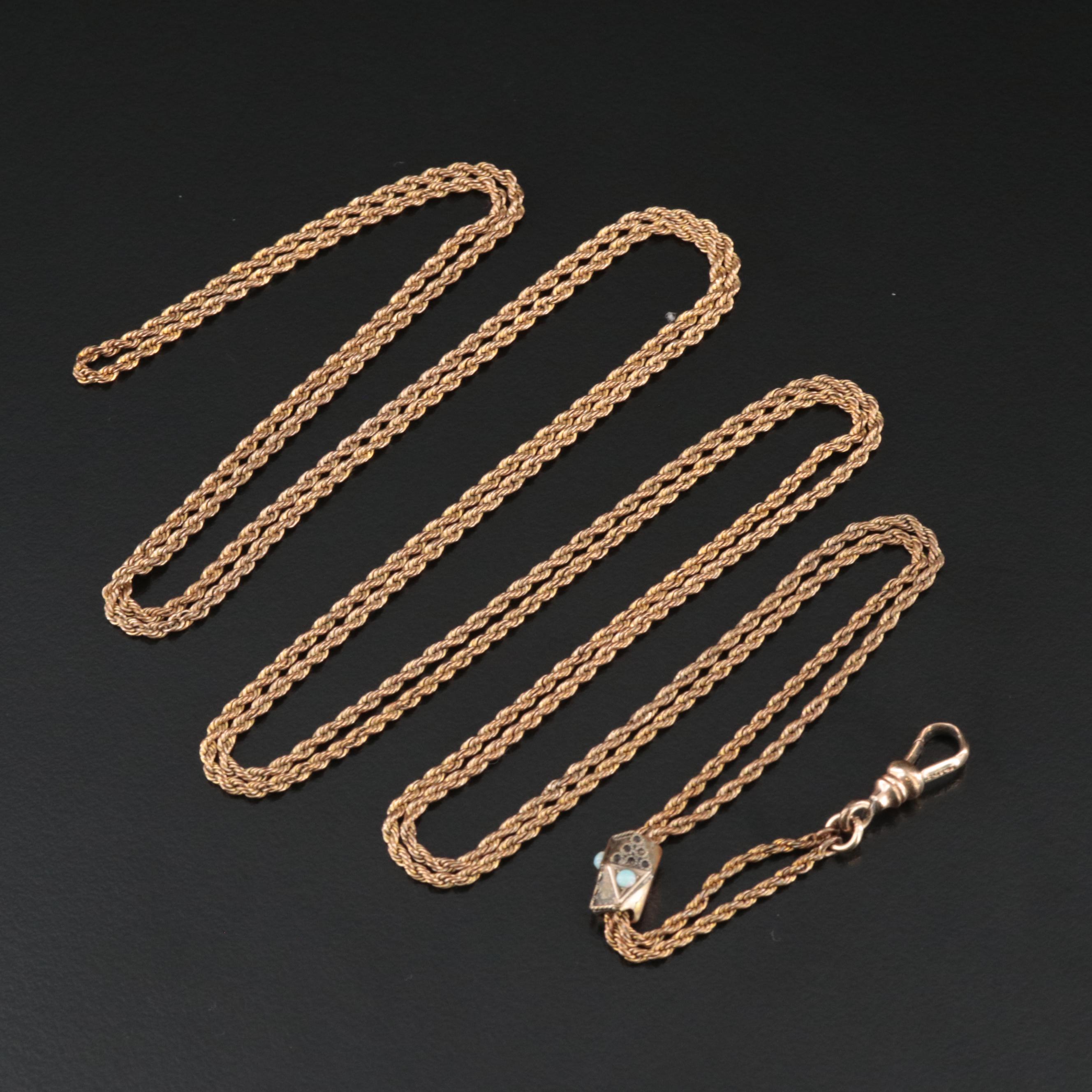 Vintage Watch Fob Chain with Opal Accents