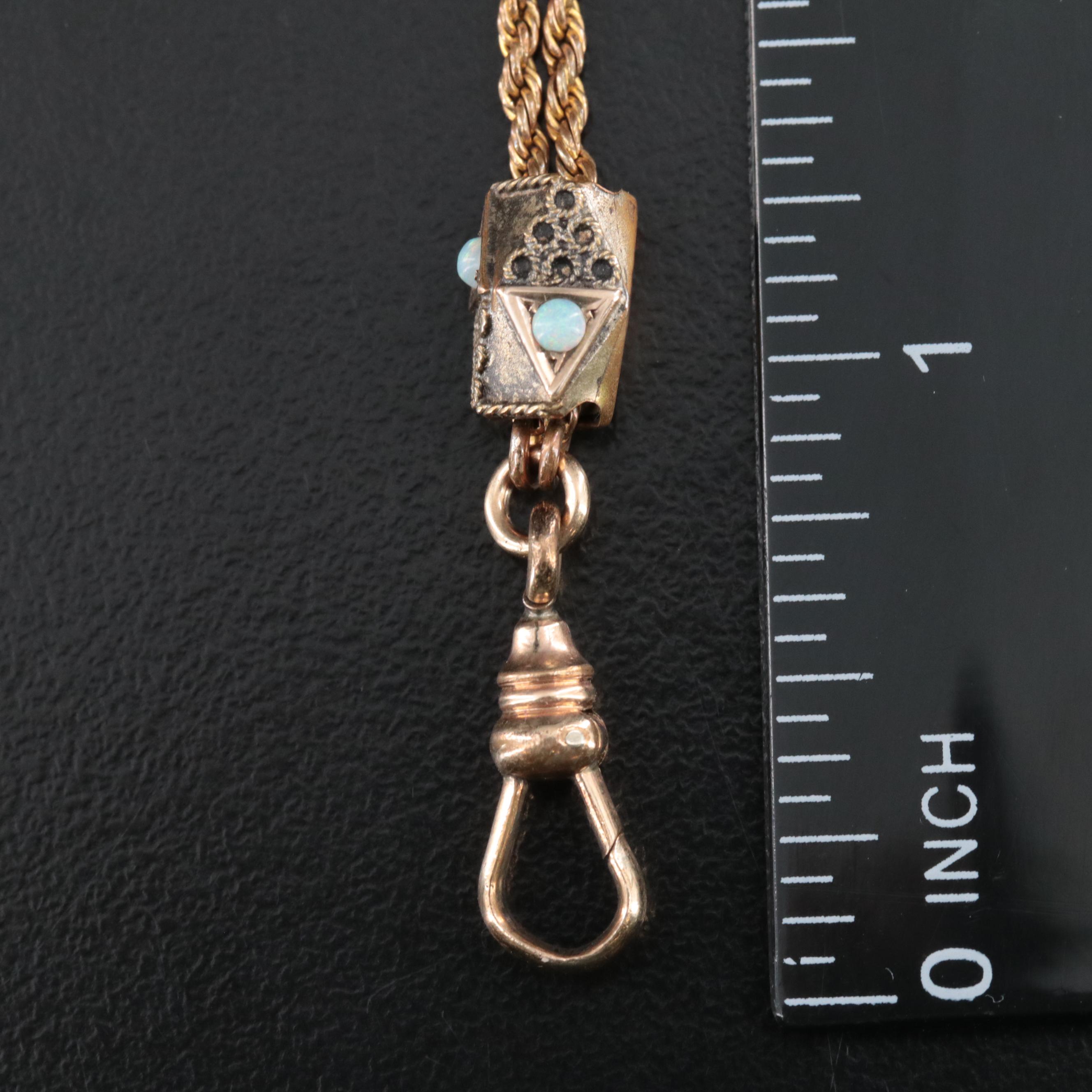 Vintage Watch Fob Chain with Opal Accents