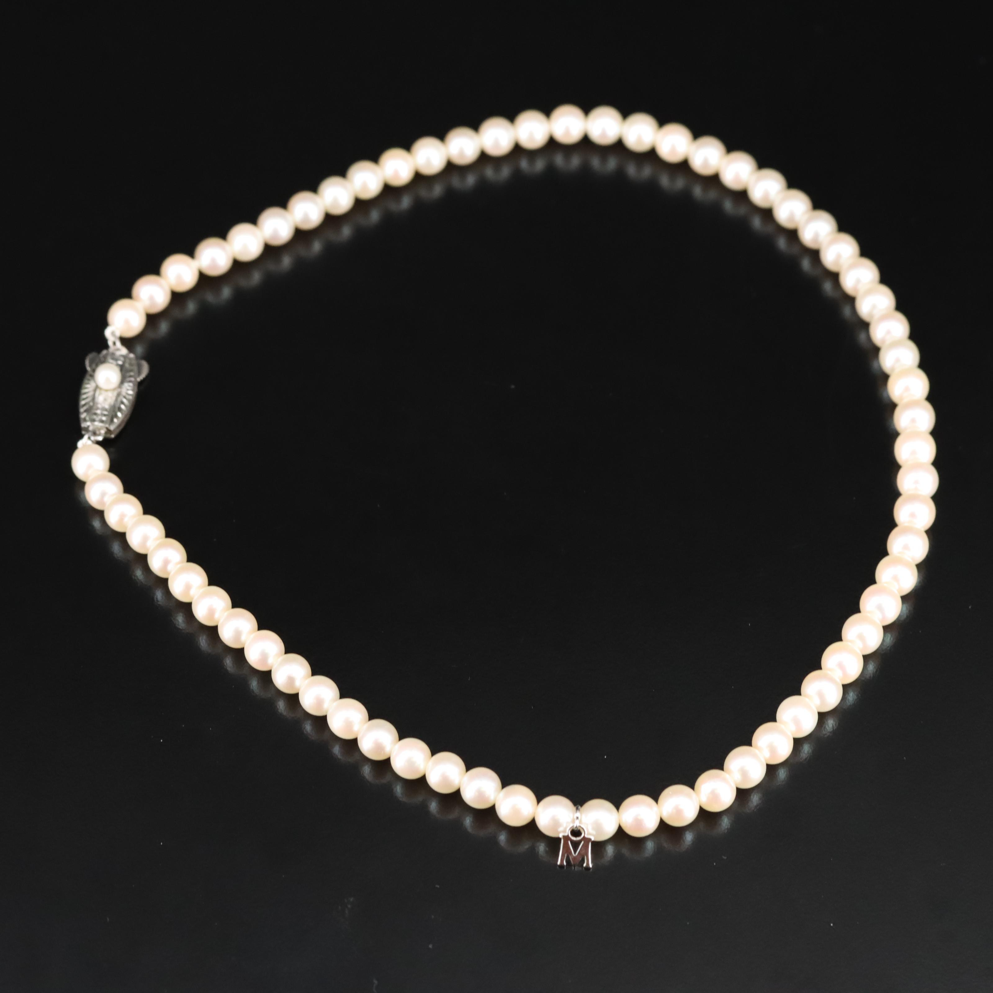Mikimoto Pearl Necklace with Sterling Silver Clasp