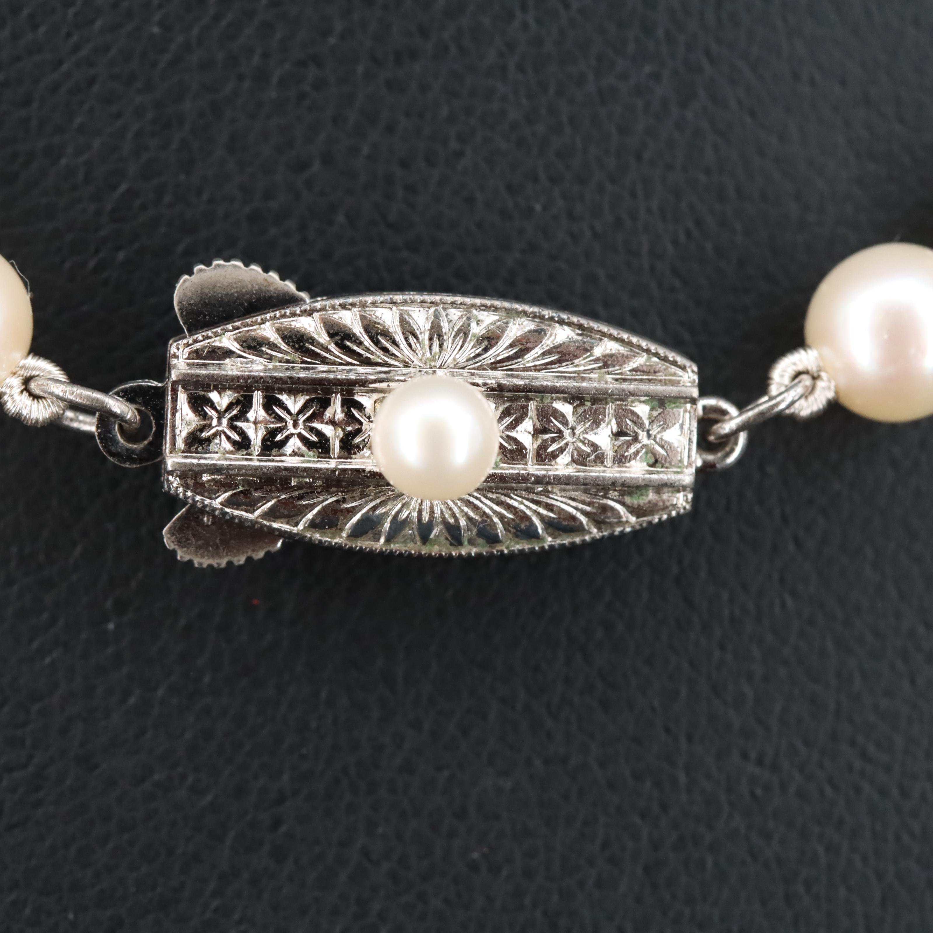 Mikimoto Pearl Necklace with Sterling Silver Clasp