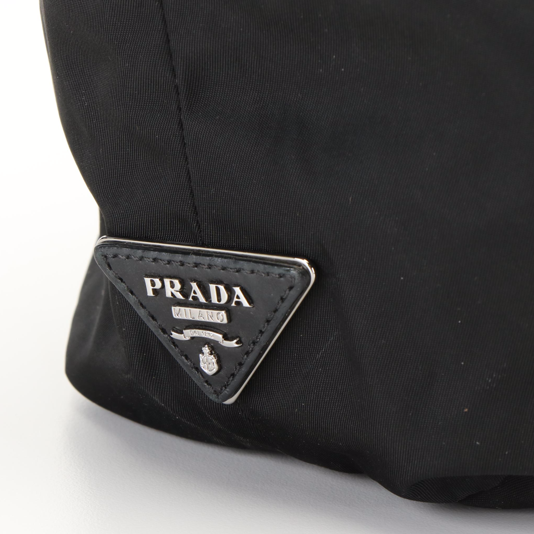 Prada Reversible Black Nylon and leopard Print Tote Bag