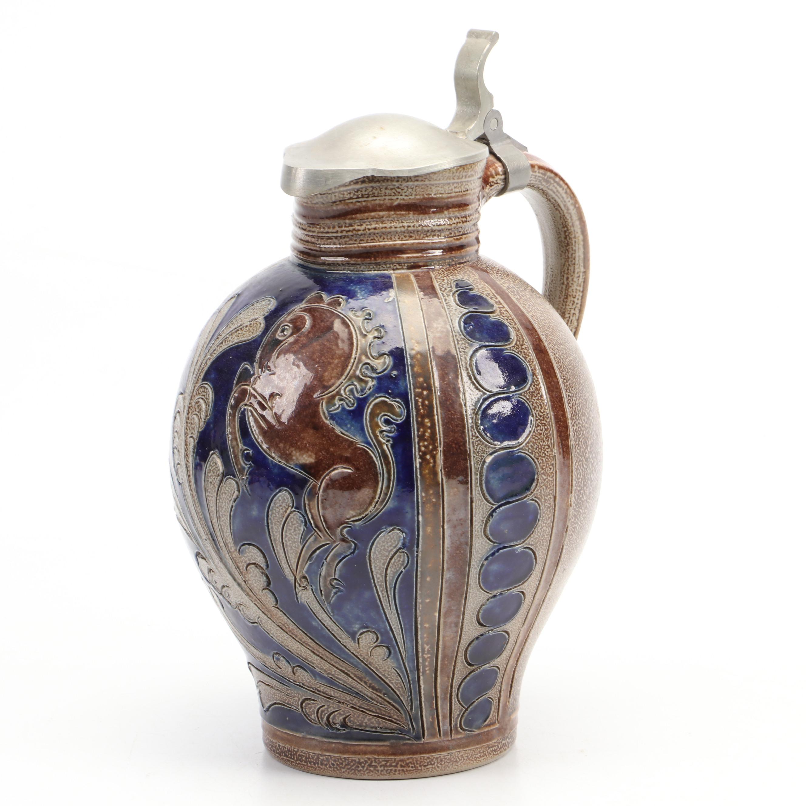 German Stoneware Westerwald Style Pitcher