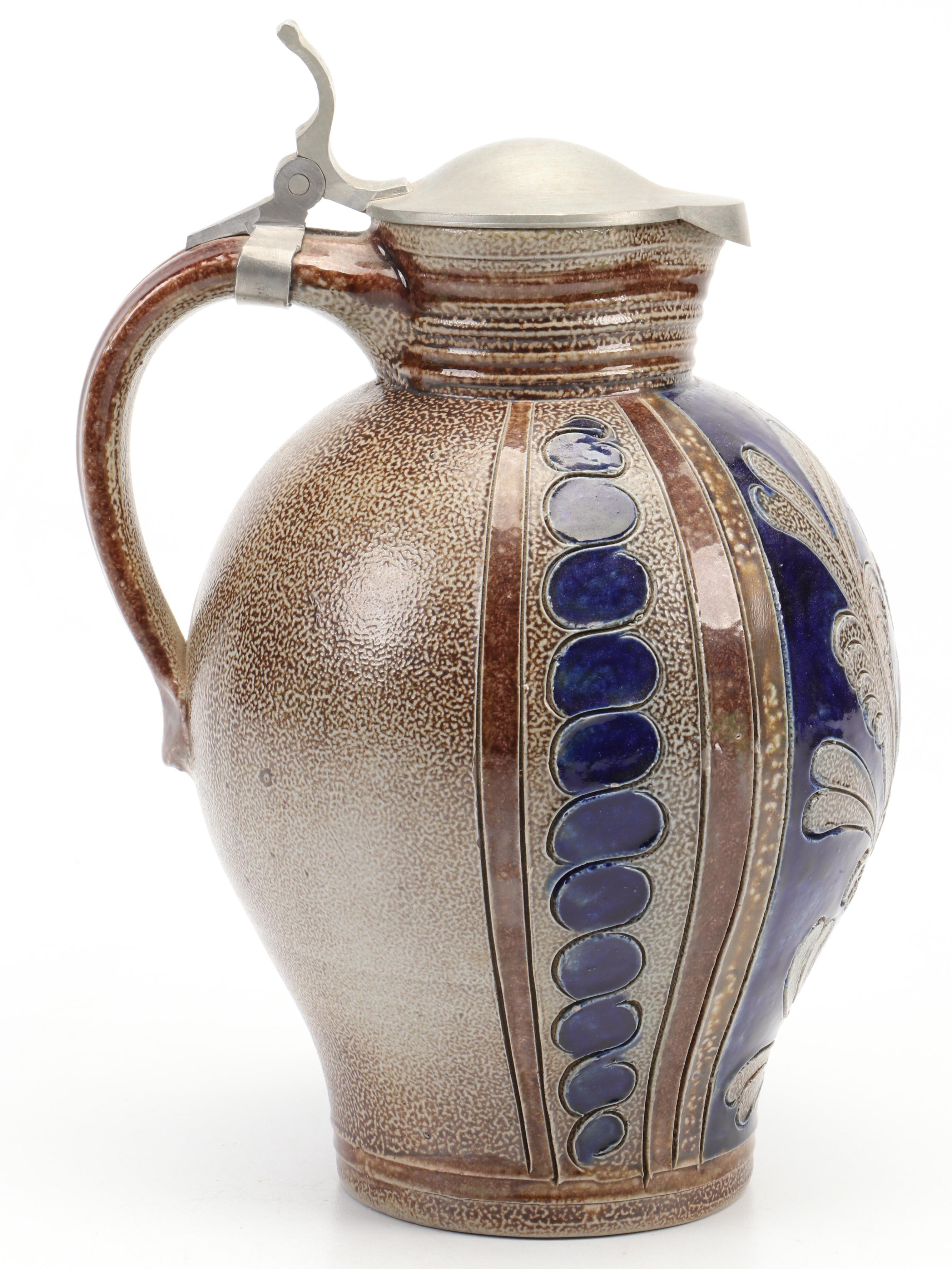 German Stoneware Westerwald Style Pitcher