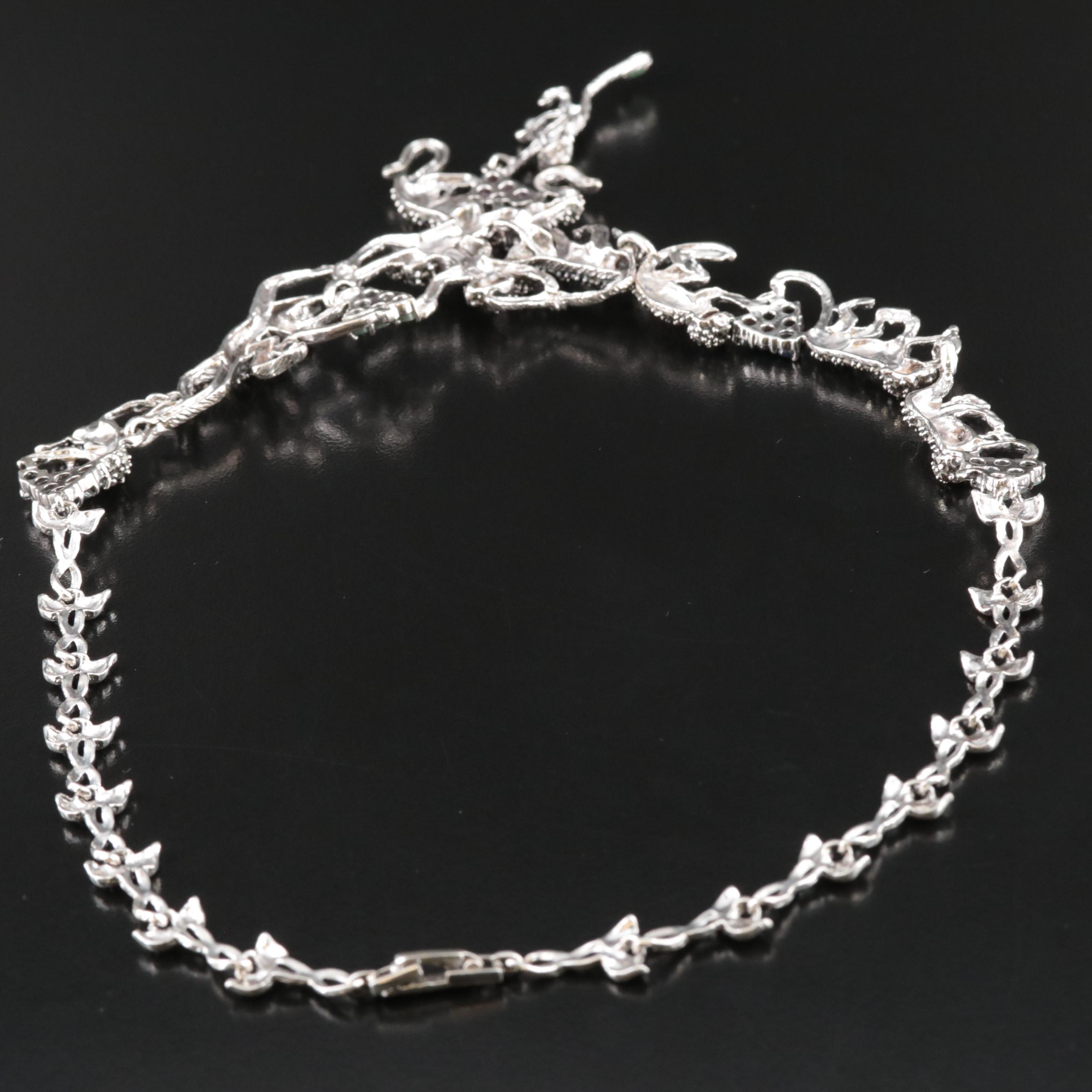 Sterling Ruby, Emerald, Sapphire and Gemstone Monkey Necklace