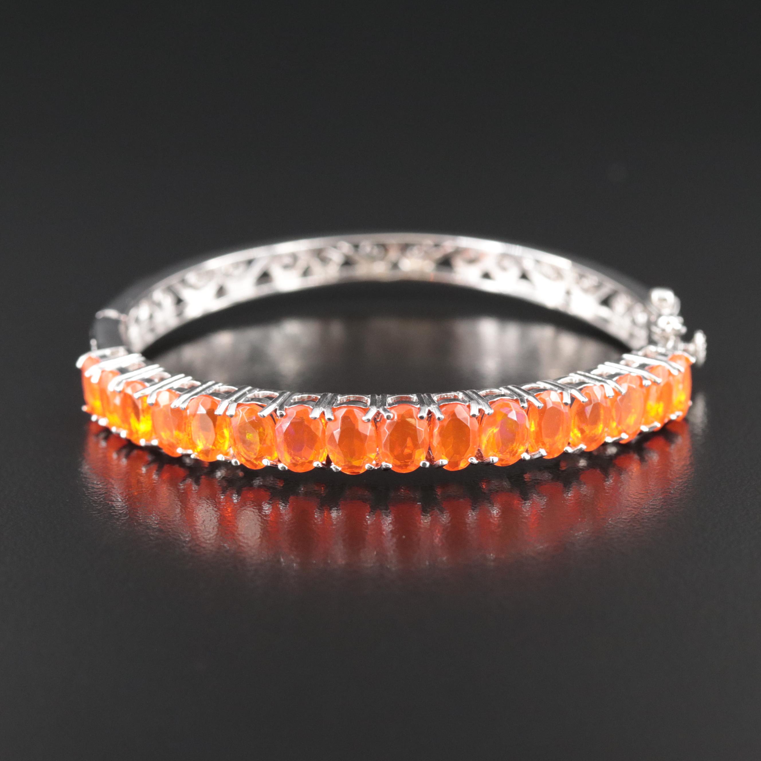Sterling Fire Opal Bracelet