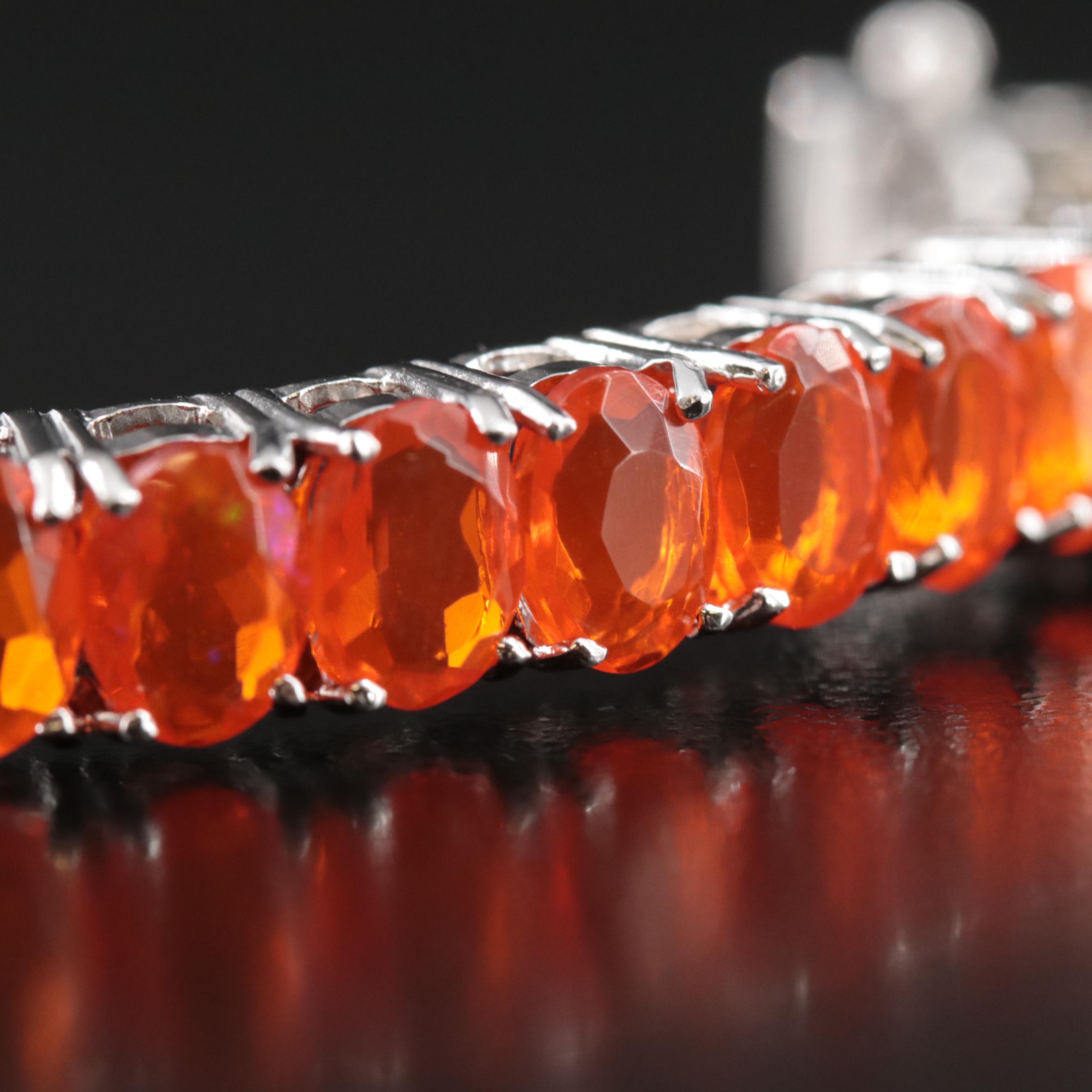 Sterling Fire Opal Bracelet