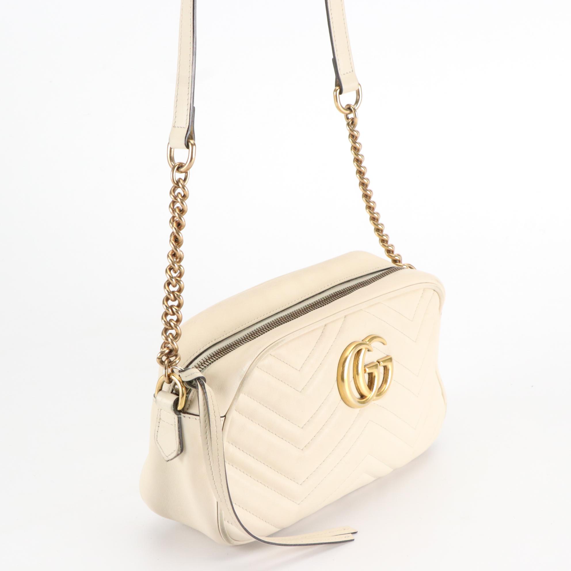 Gucci GG Marmont Matelassé Shoulder Bag in Cream Leather