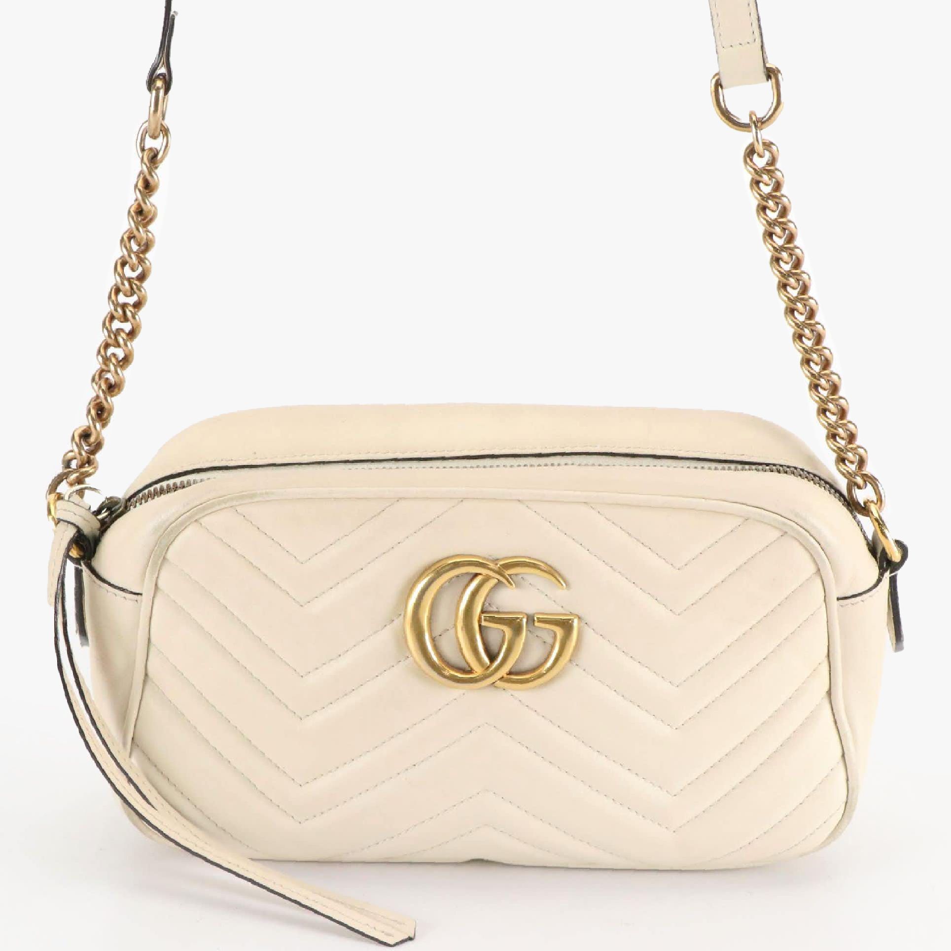 Gucci GG Marmont Matelassé Shoulder Bag in Cream Leather