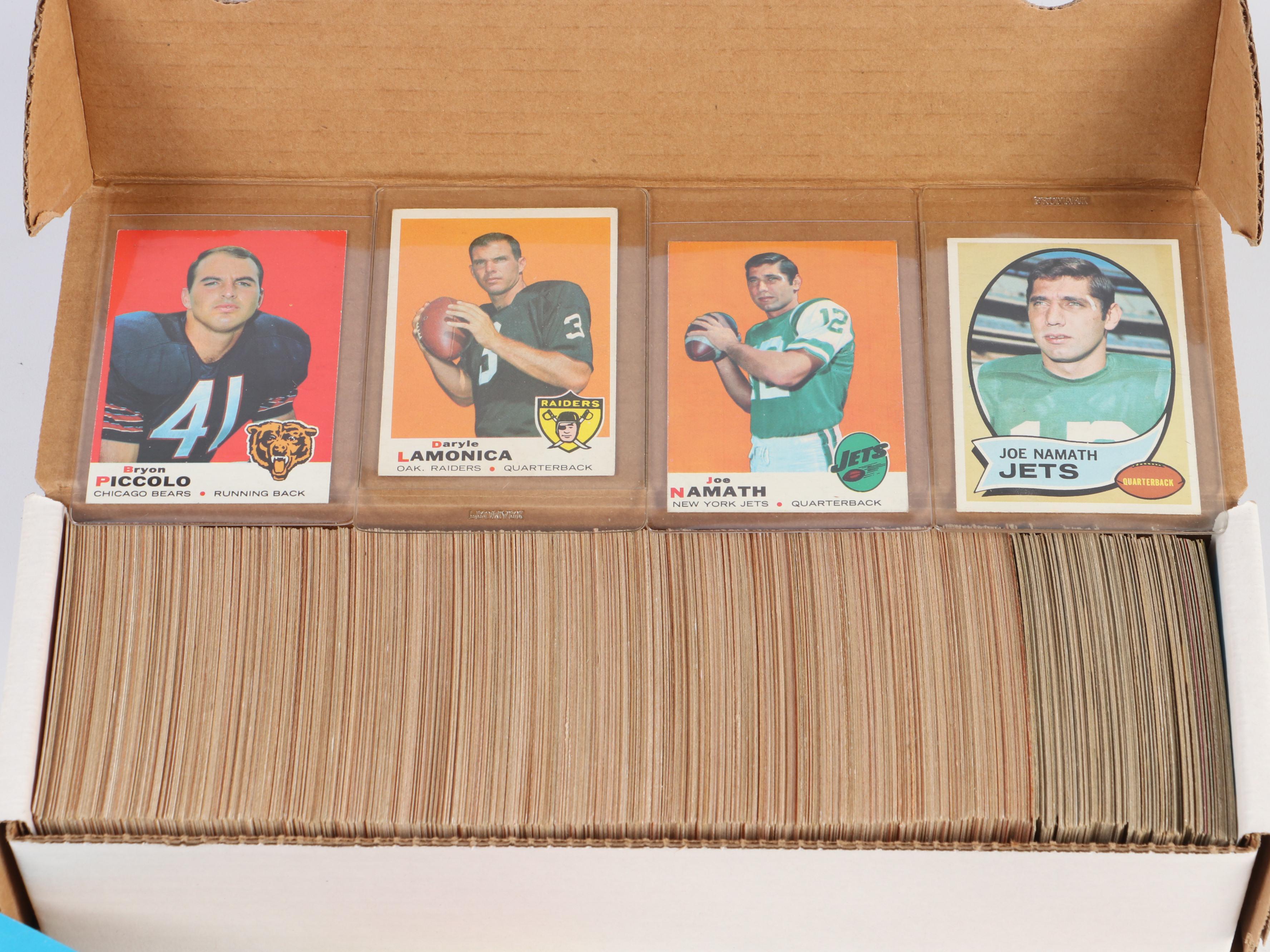 1969 and 1970 Topps Football Cards Featuring Joe Namath, Johnny Unitas, and More