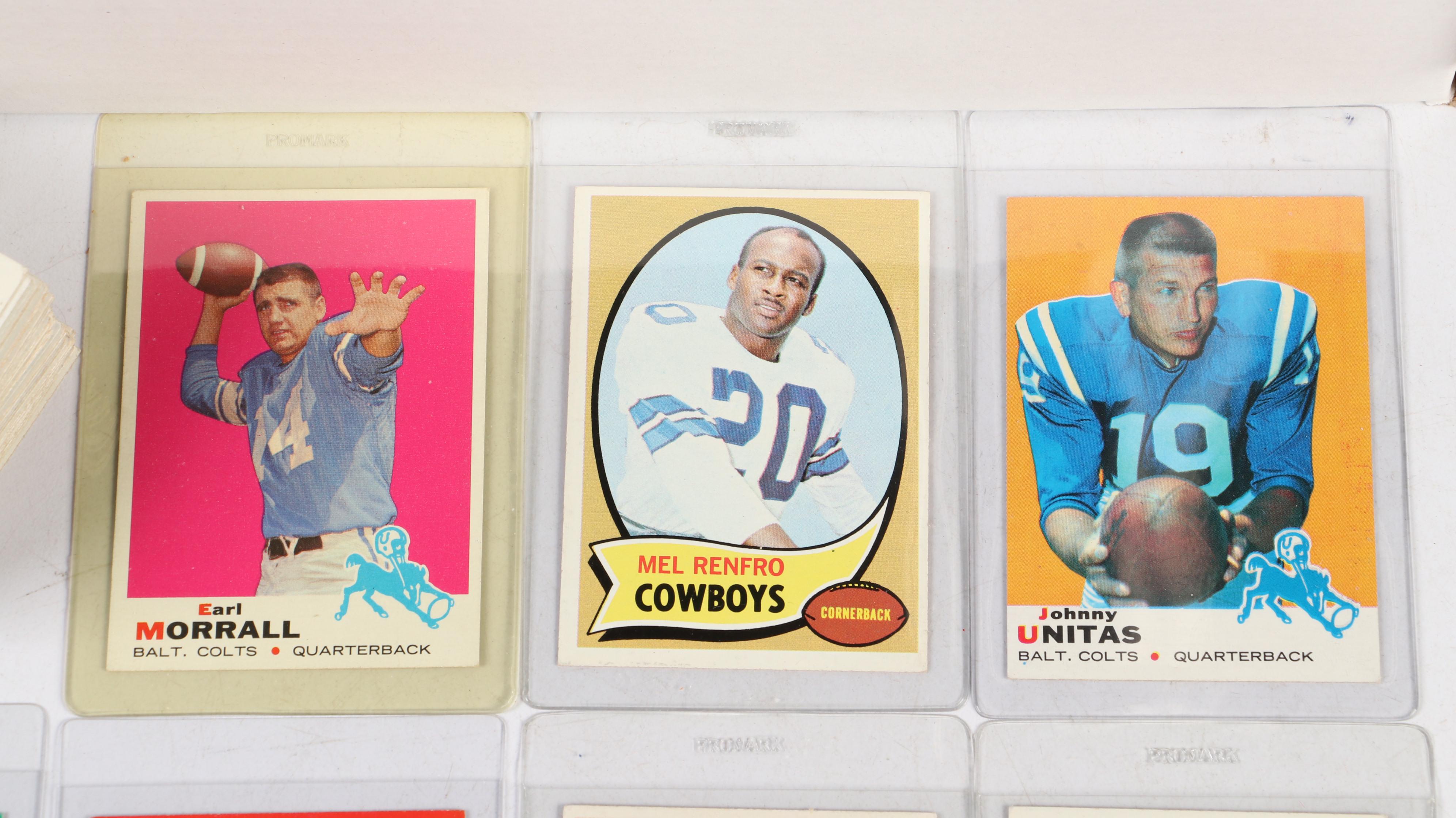 1969 and 1970 Topps Football Cards Featuring Joe Namath, Johnny Unitas, and More