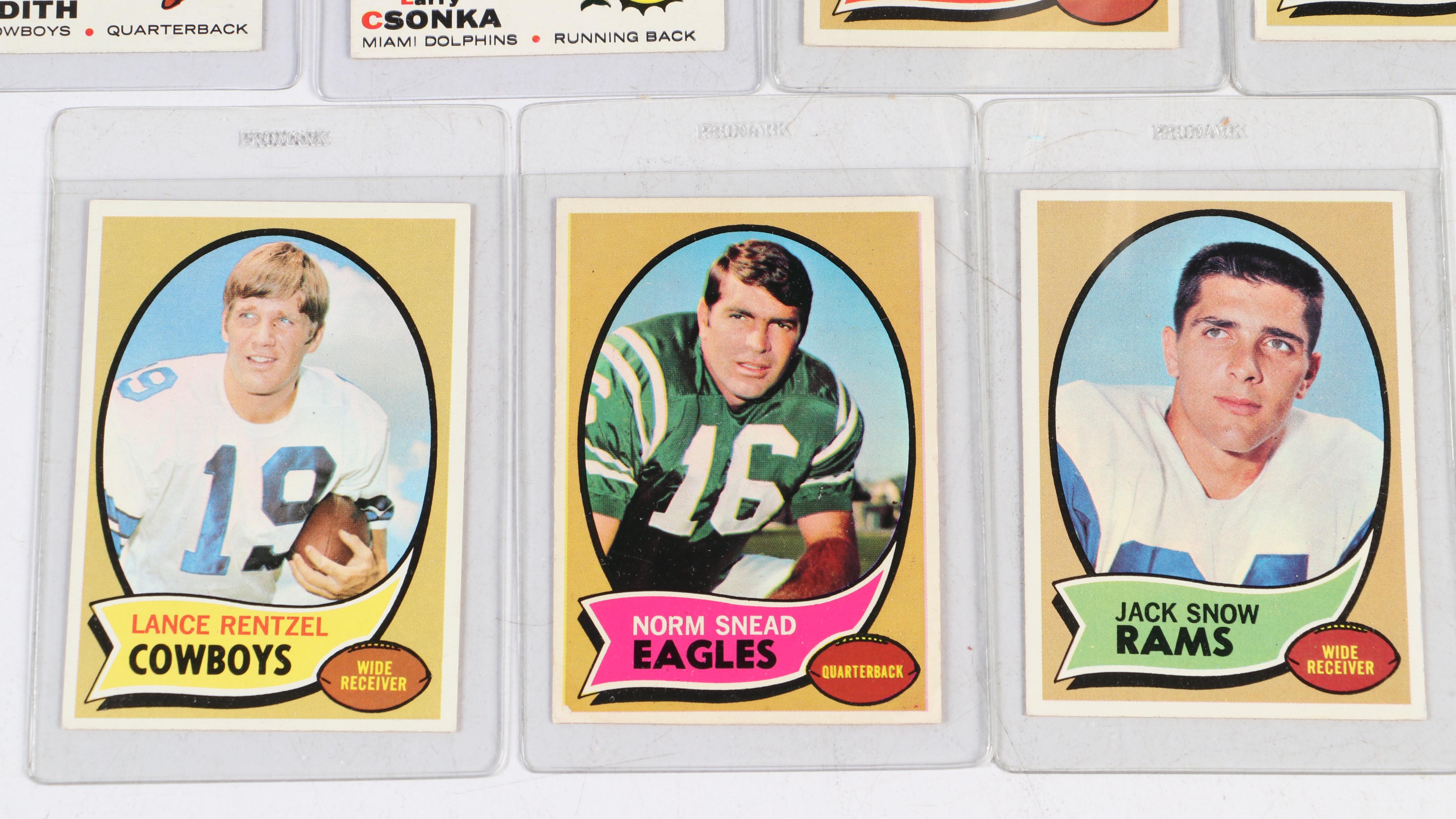 1969 and 1970 Topps Football Cards Featuring Joe Namath, Johnny Unitas, and More