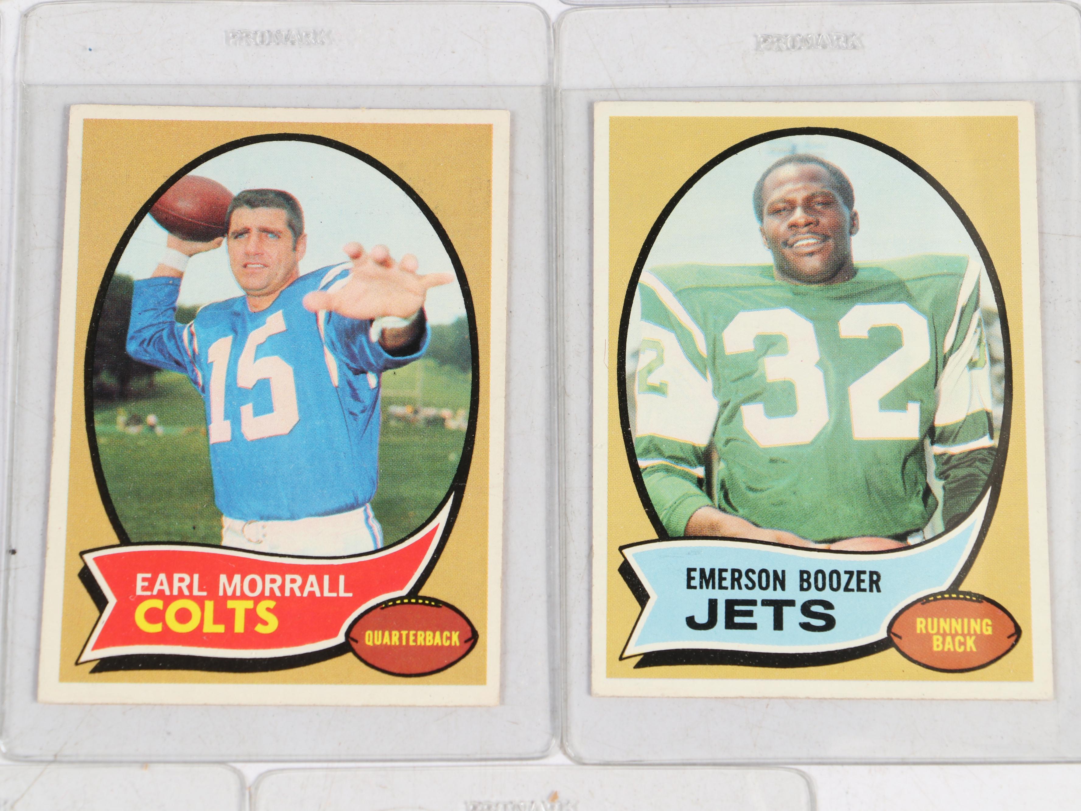 1969 and 1970 Topps Football Cards Featuring Joe Namath, Johnny Unitas, and More