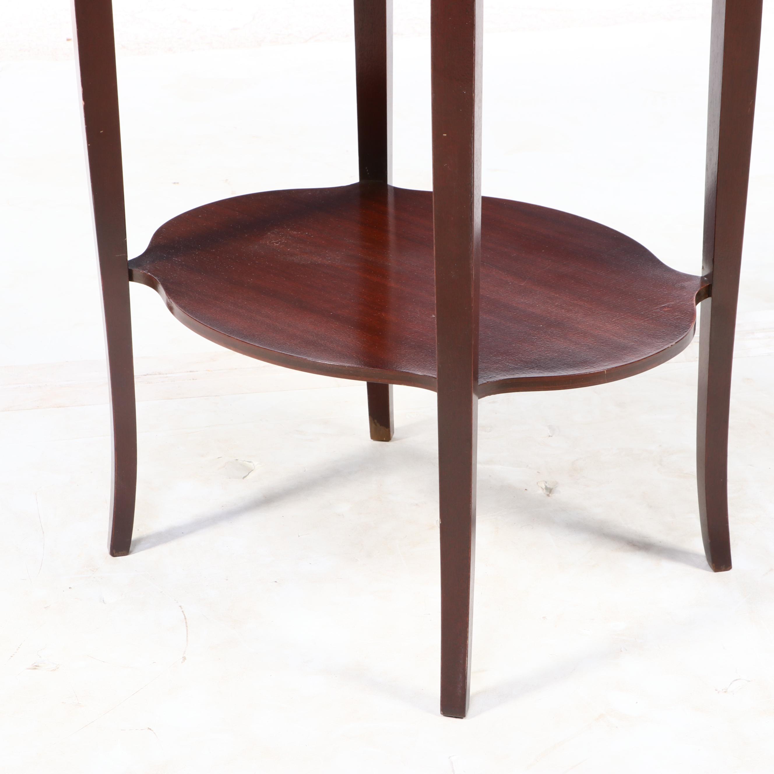 Neoclassical Style Mahogany Two-Tier Oval Side Table