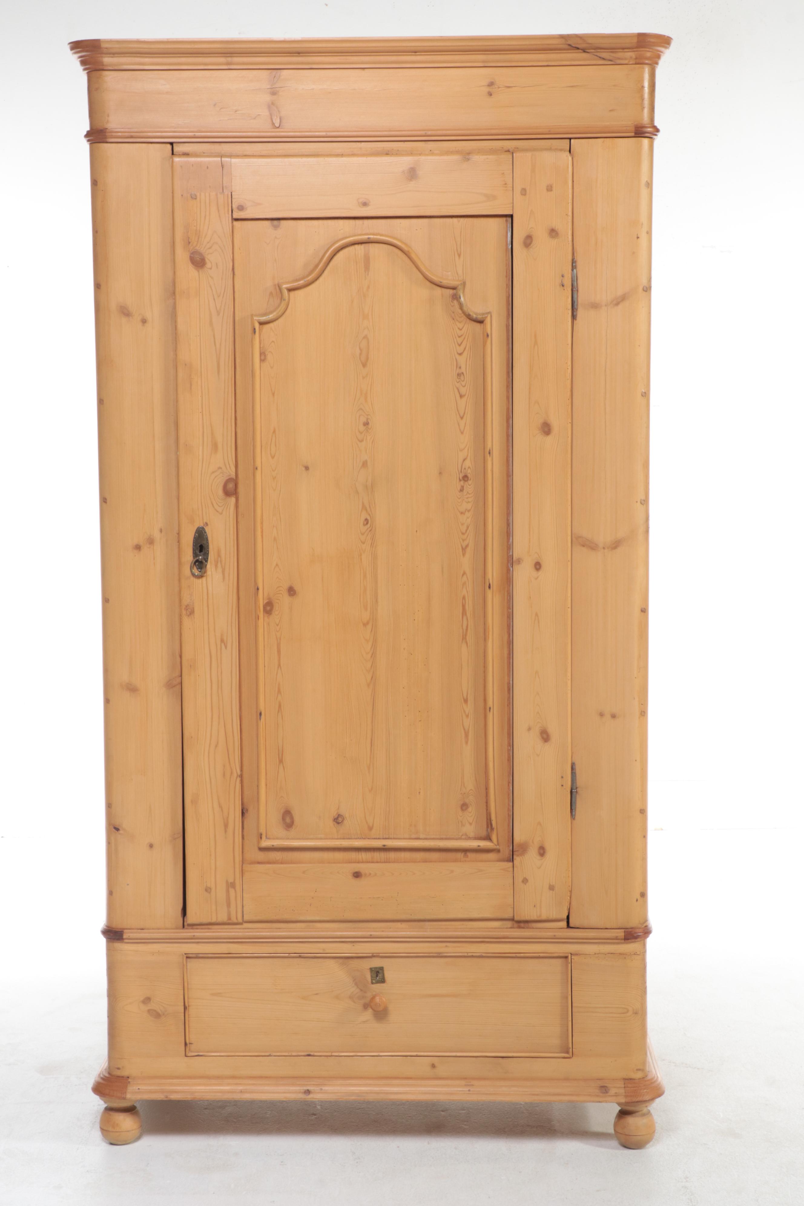 European Scrubbed Pine Wardrobe, Circa 1900