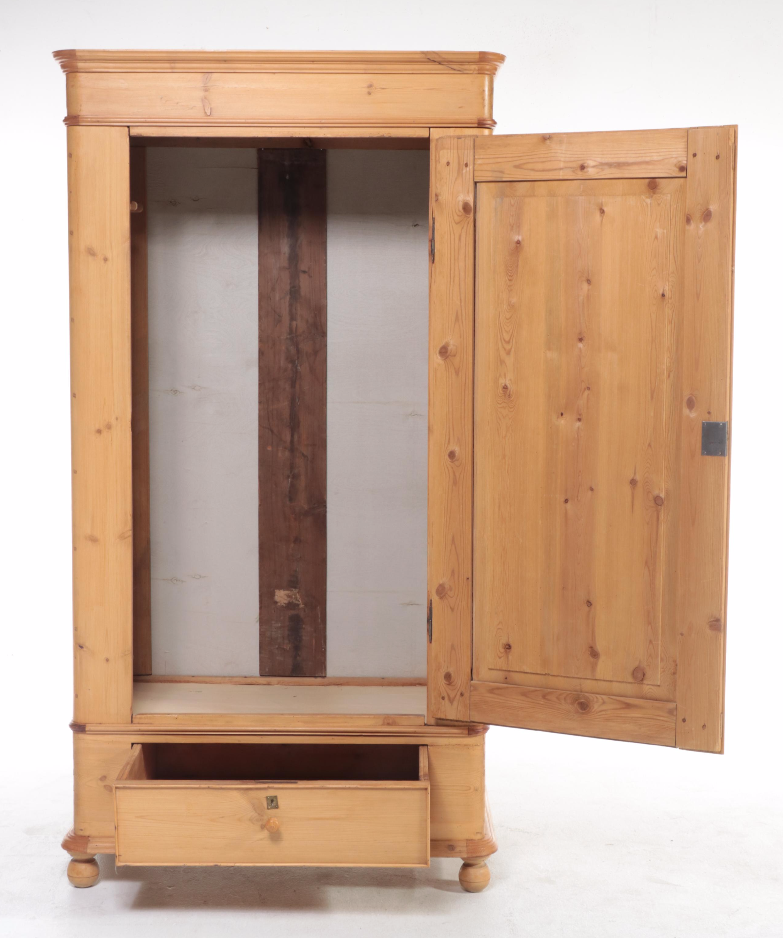 European Scrubbed Pine Wardrobe, Circa 1900